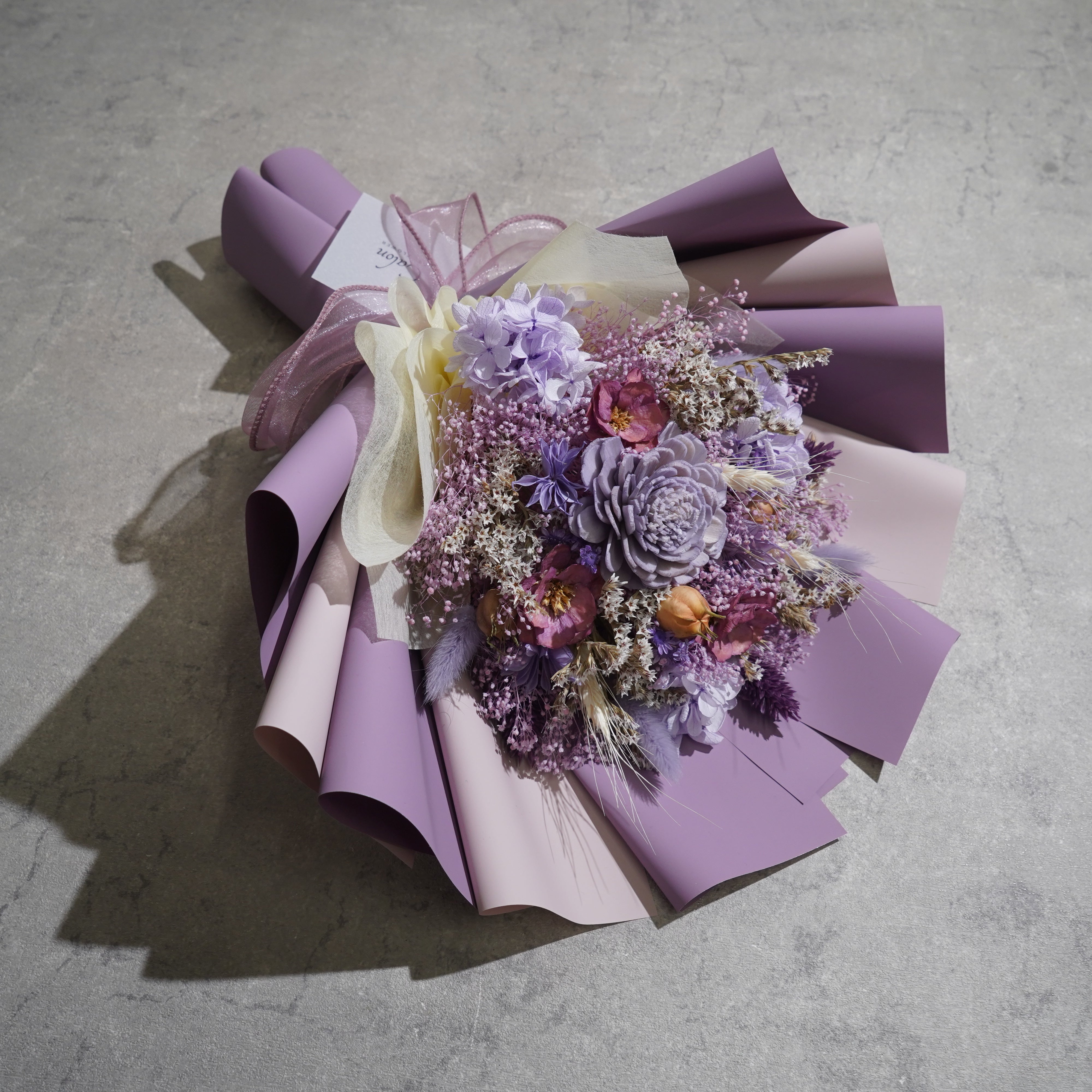 ドライフラワーの花束 Mサイズ ライトパープル M-728≪限定１点≫