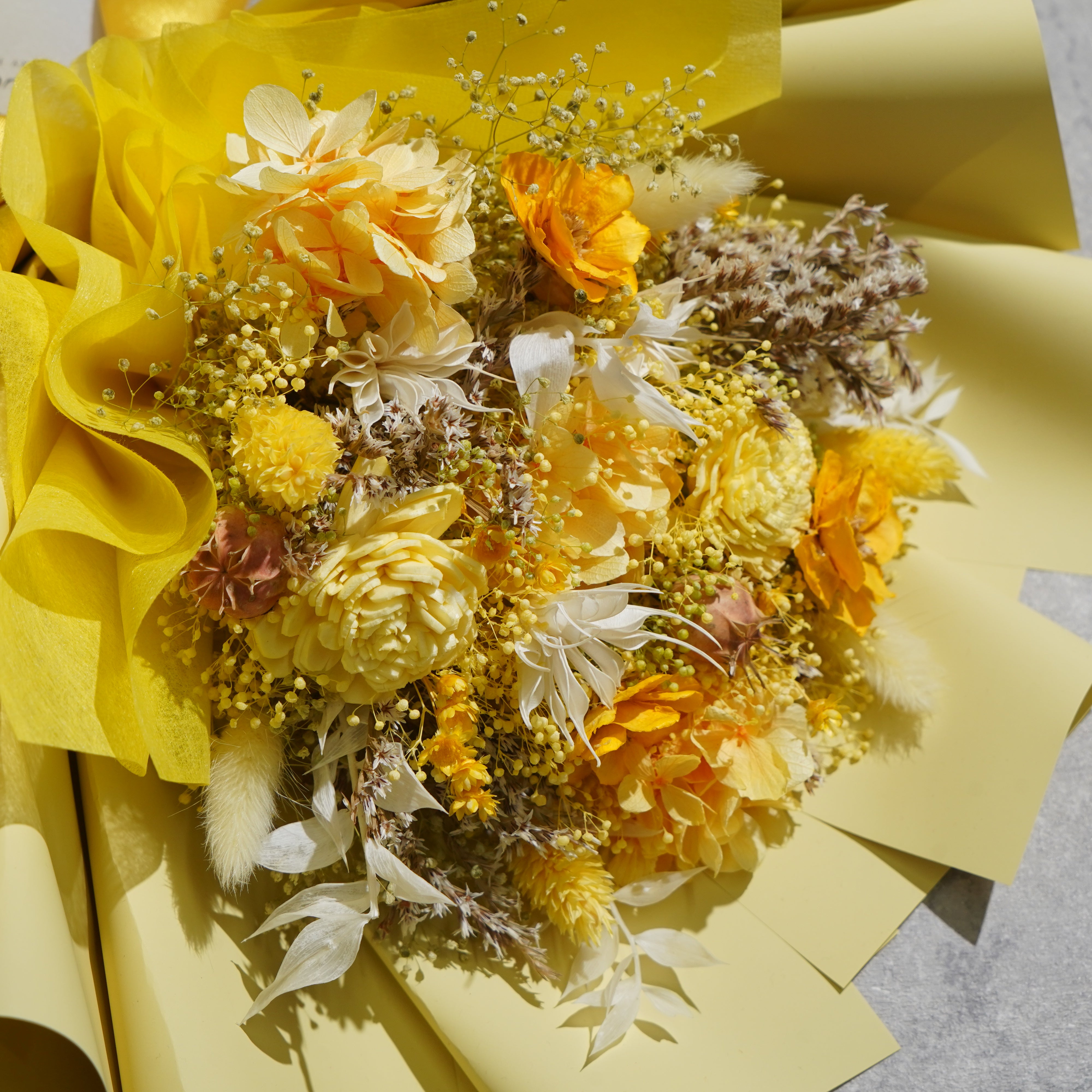 ドライフラワーの花束 Mサイズ イエロー M-733≪限定１点≫