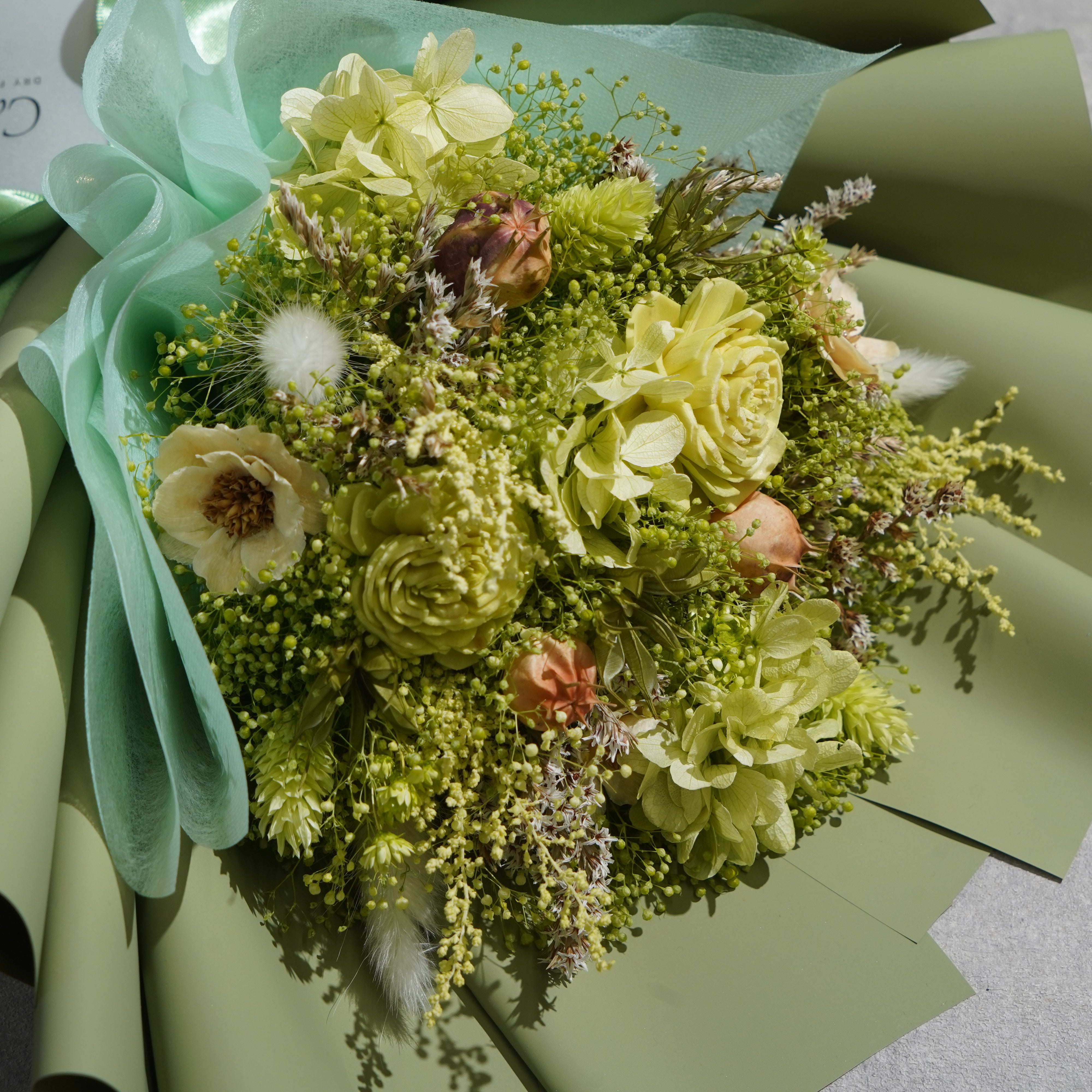 ドライフラワーの花束 Mサイズ ライトグリーン M-735≪限定１点≫