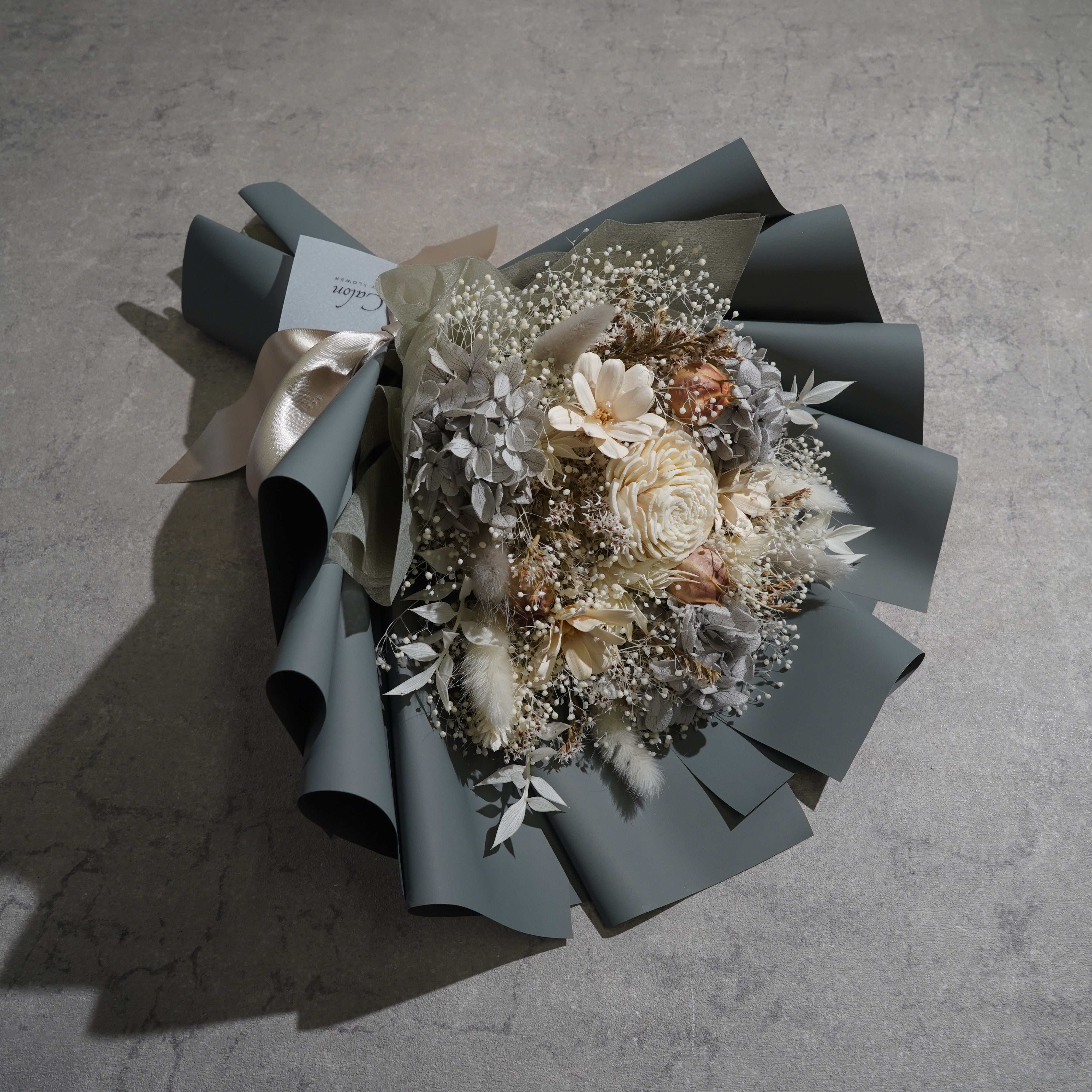 ドライフラワーの花束 Mサイズ グレー M-743≪限定１点≫