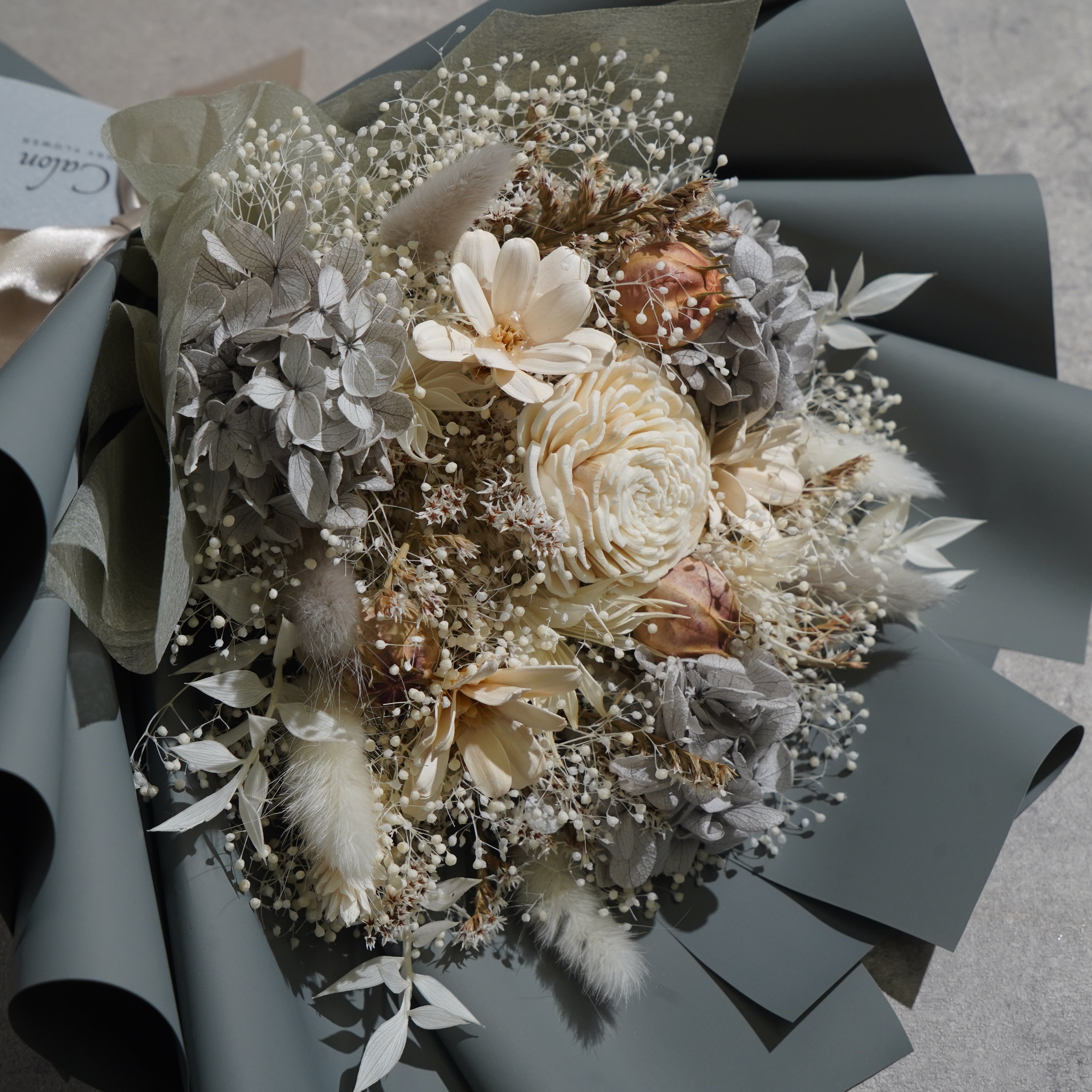 ドライフラワーの花束 Mサイズ グレー M-743≪限定１点≫