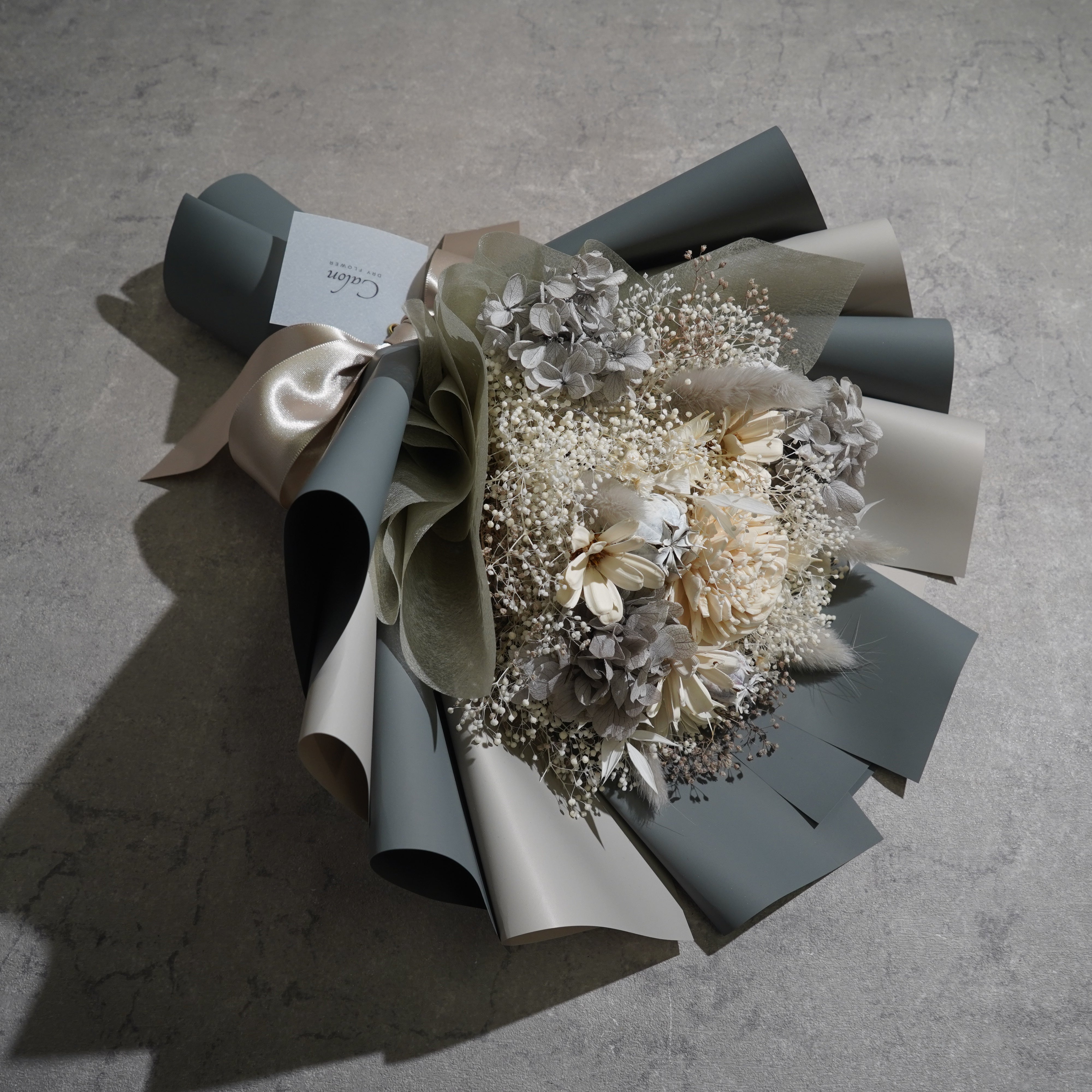 ドライフラワーの花束 Mサイズ グレー M-753≪限定１点≫