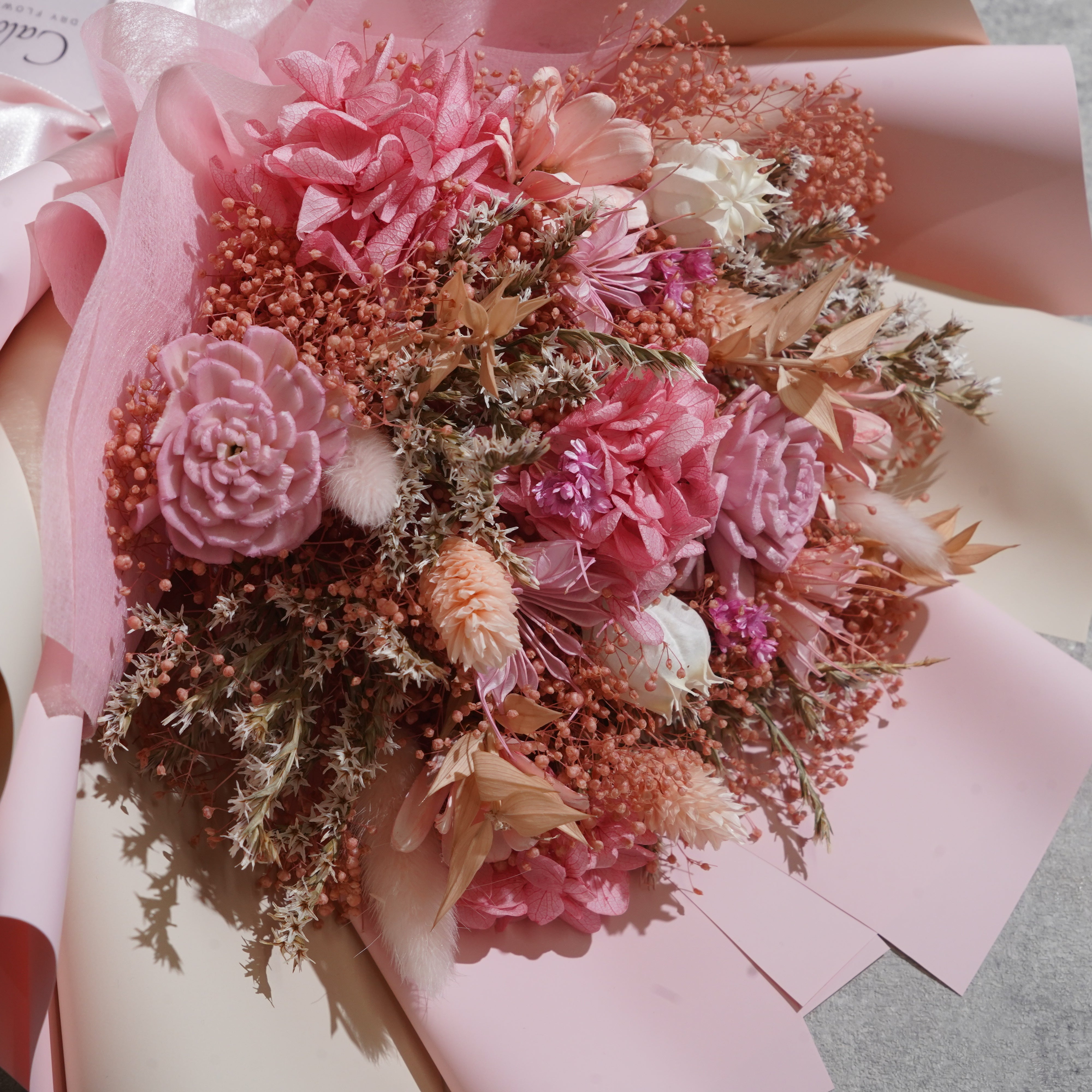 ドライフラワーの花束 Mサイズ ライトピンク M-767≪限定１点≫