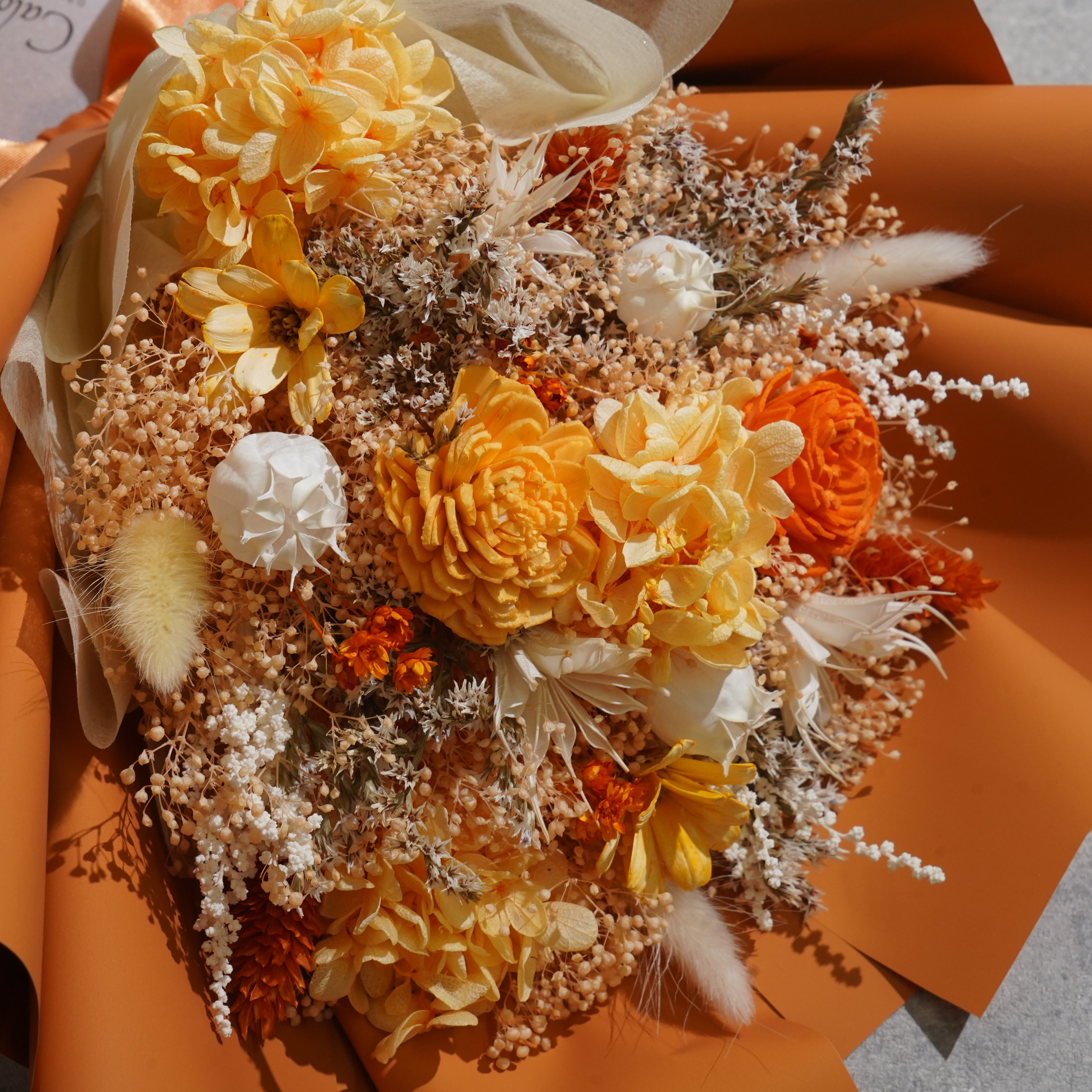 ドライフラワーの花束 Mサイズ オレンジ M-770≪限定１点≫