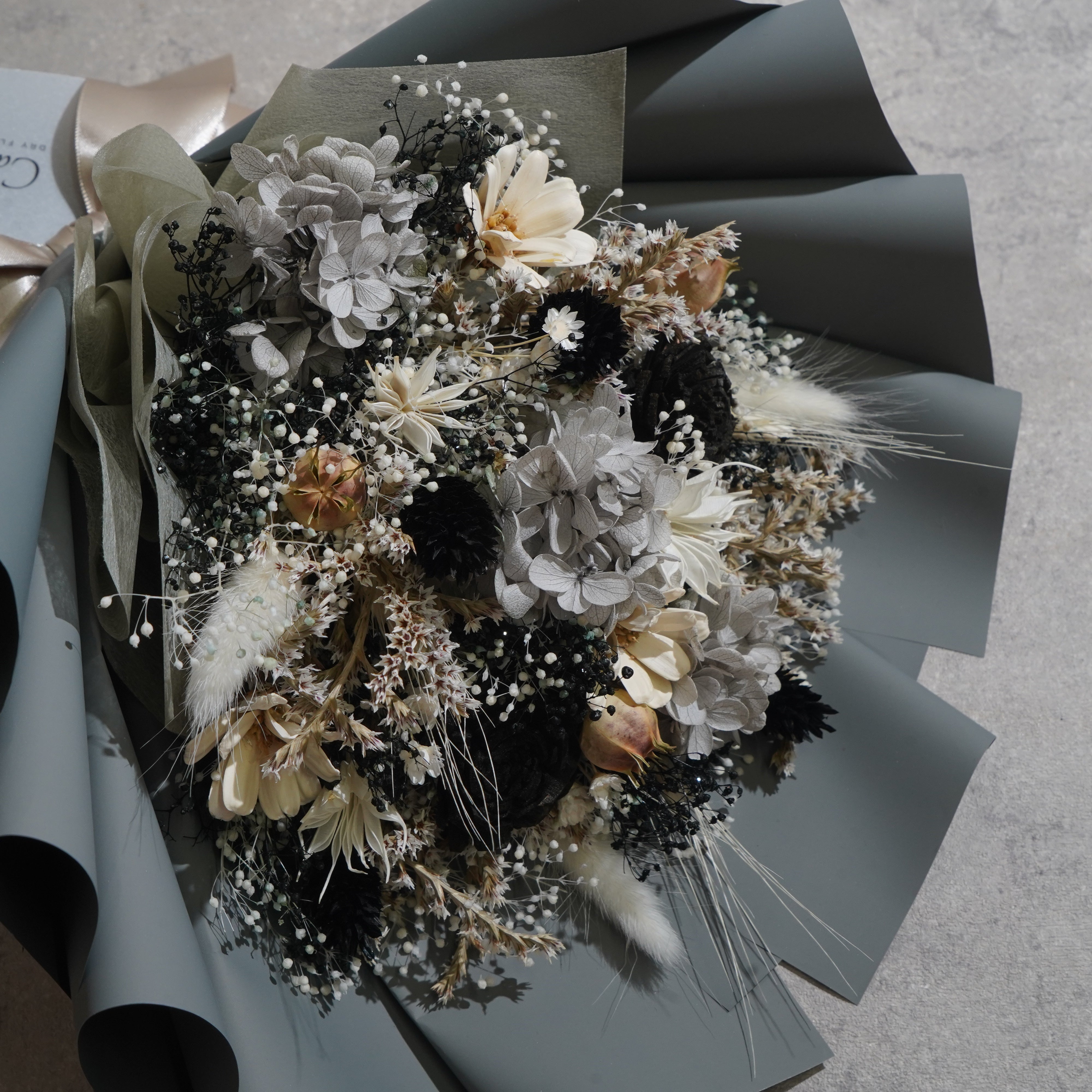 ドライフラワーの花束 Mサイズ グレー M-771≪限定１点≫