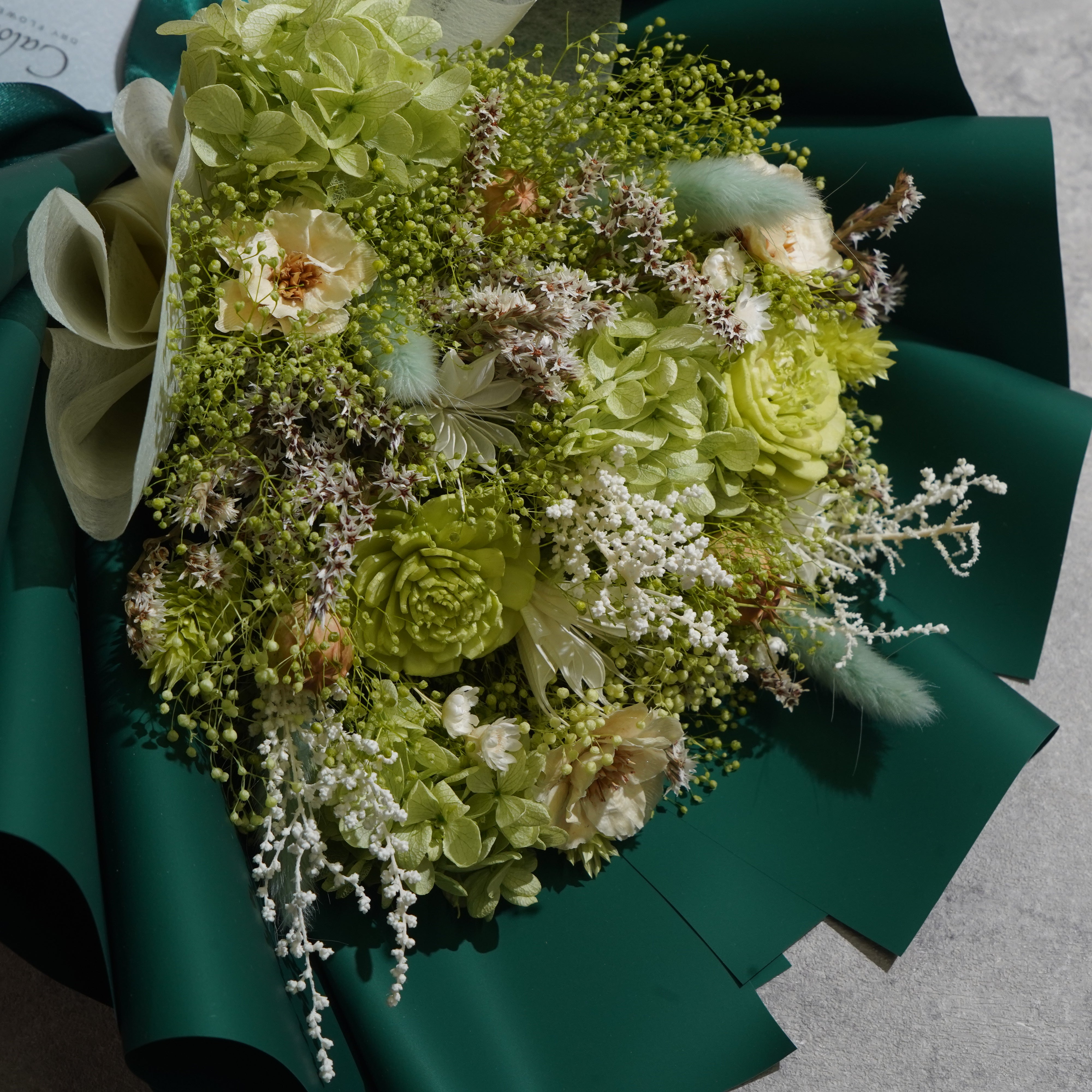 ドライフラワーの花束 Mサイズ グリーン M-774≪限定１点≫