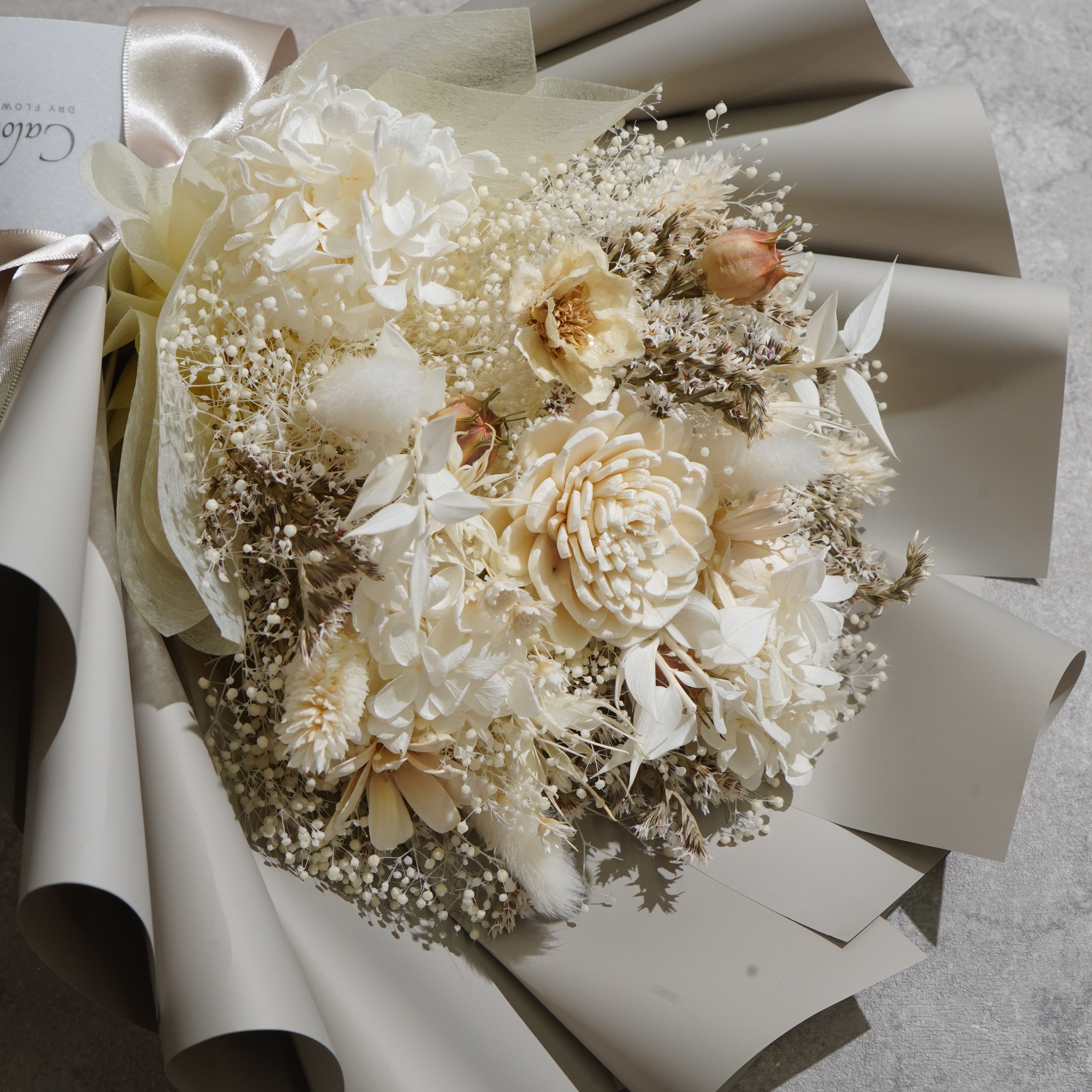 ドライフラワーの花束 Mサイズ ホワイト M-778≪限定１点≫
