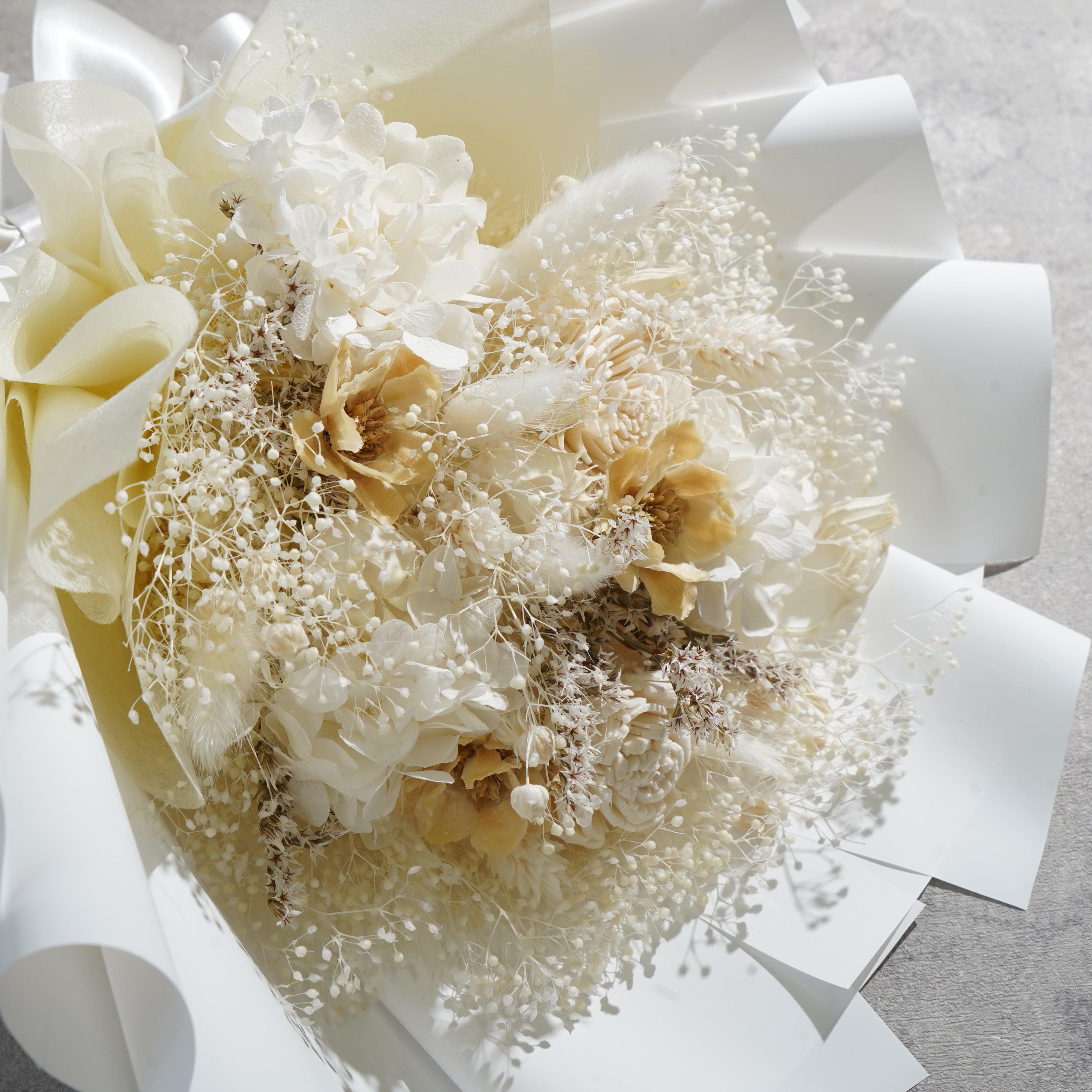 ドライフラワーの花束 Mサイズ ホワイト M-781≪限定１点≫