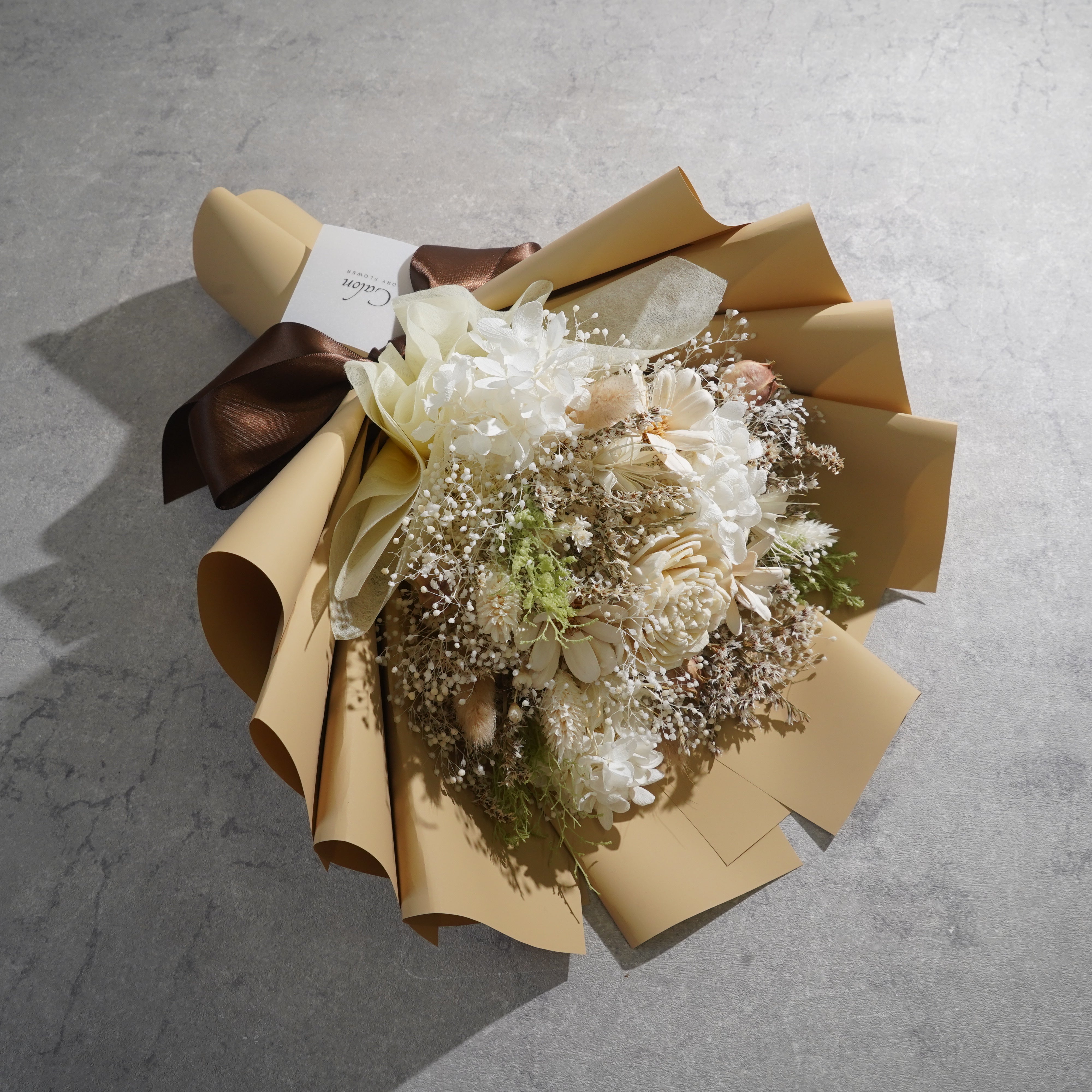 ドライフラワーの花束 Mサイズ ベージュ M-785≪限定１点≫