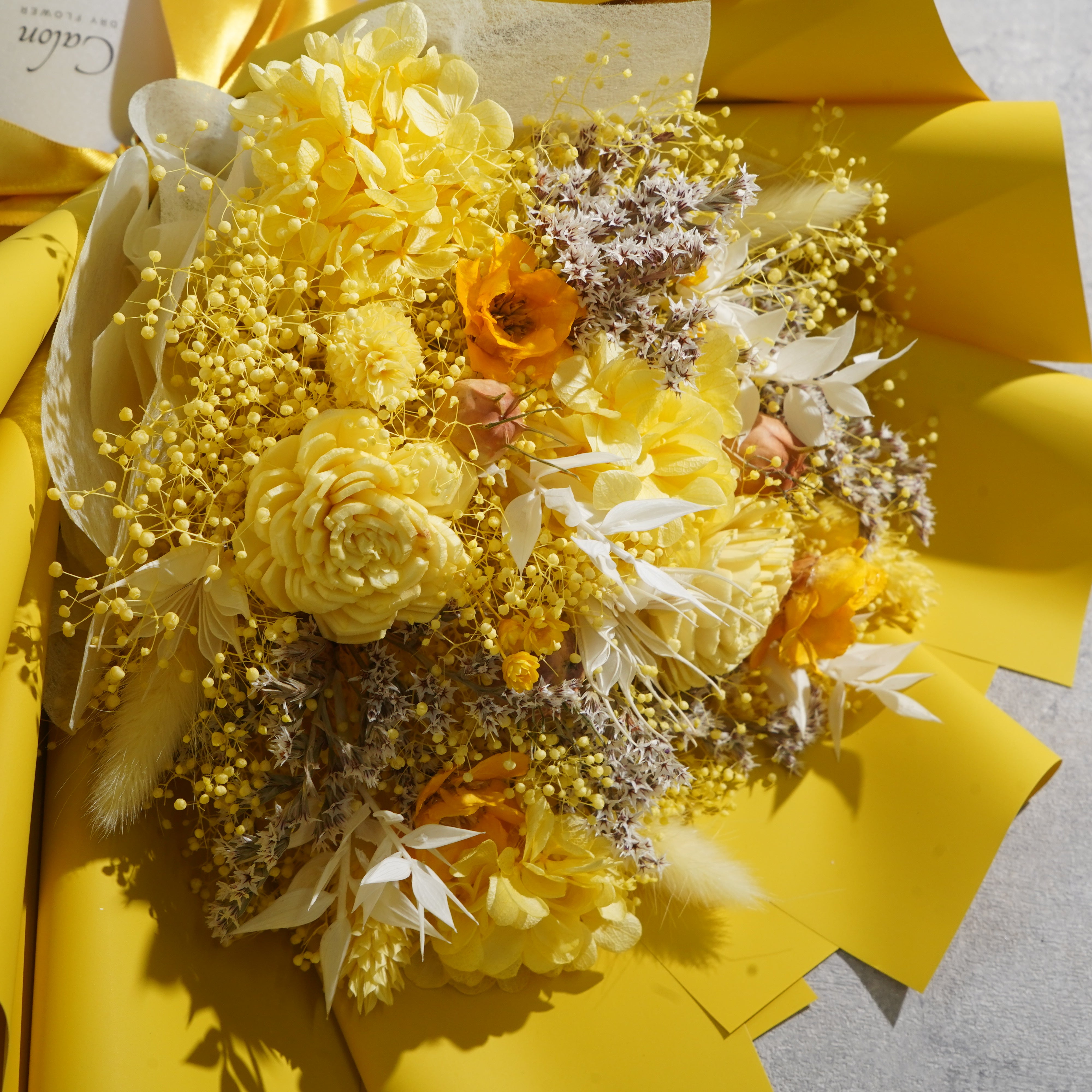 ドライフラワーの花束 Mサイズ イエロー M-786≪限定１点≫