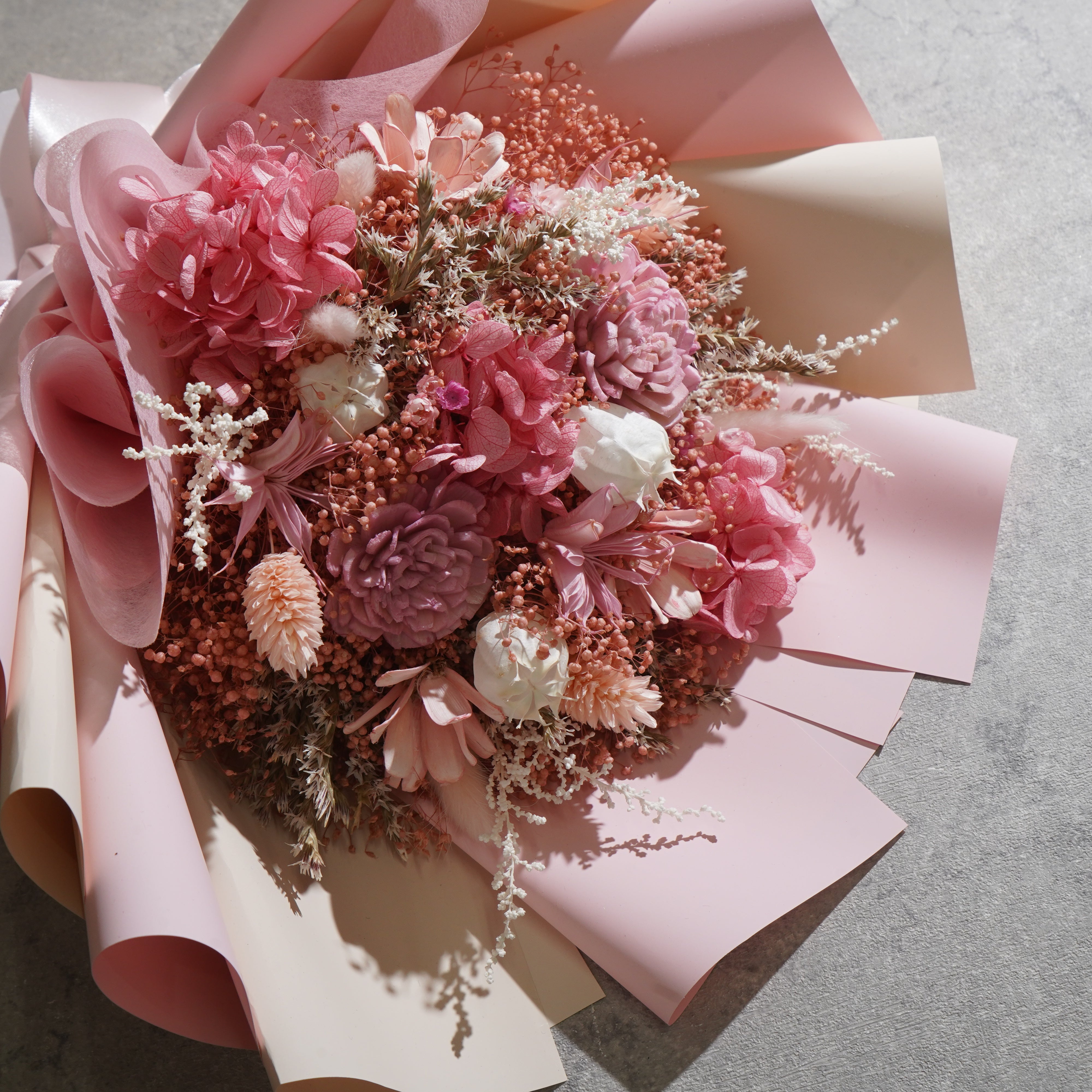 ドライフラワーの花束 Mサイズ ライトピンク M-793≪限定１点≫