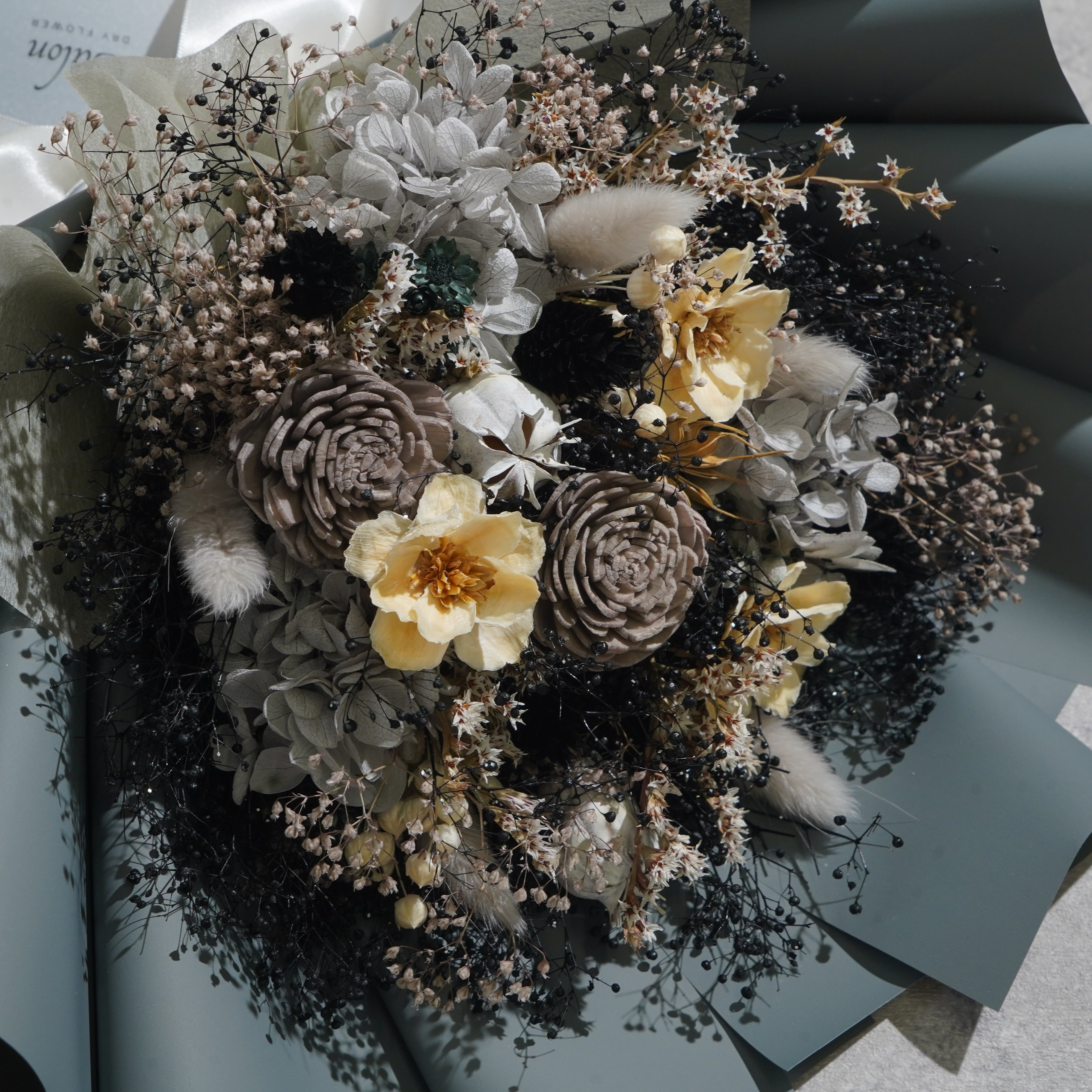 ドライフラワーの花束 Mサイズ グレー M-797≪限定１点≫