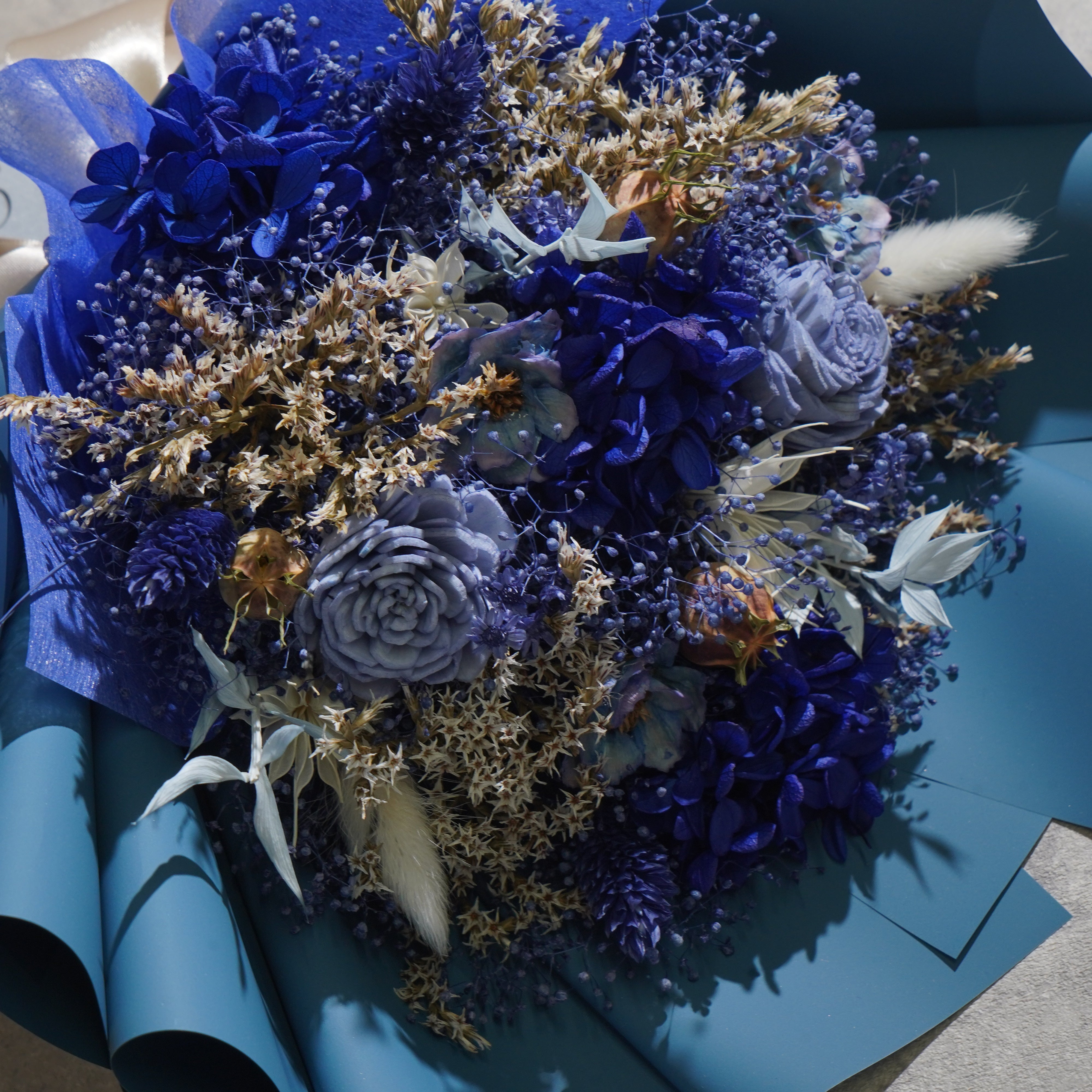 ドライフラワーの花束 Mサイズ ブルー M-803≪限定１点≫