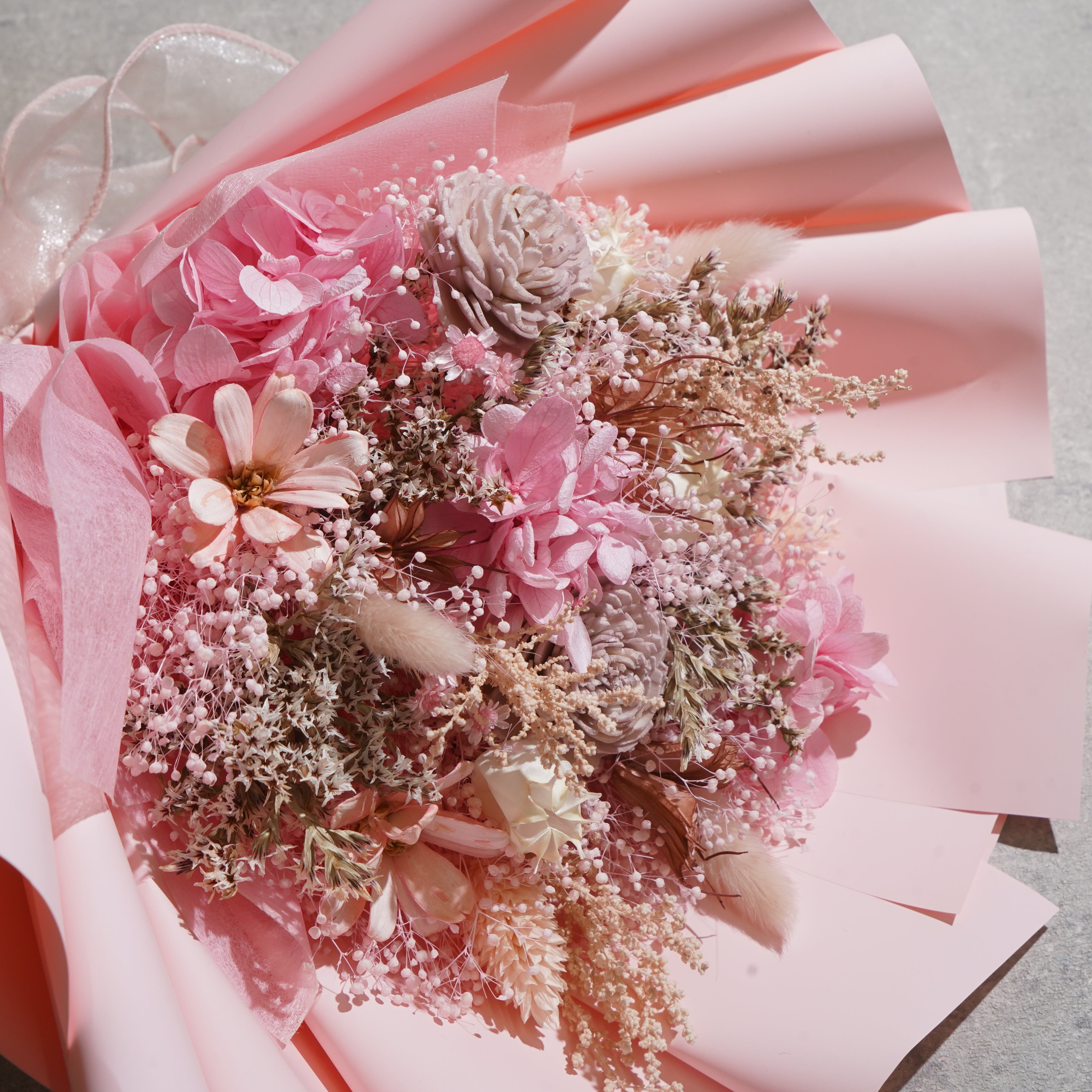 ドライフラワーの花束 Mサイズ ライトピンク M-816≪限定１点≫