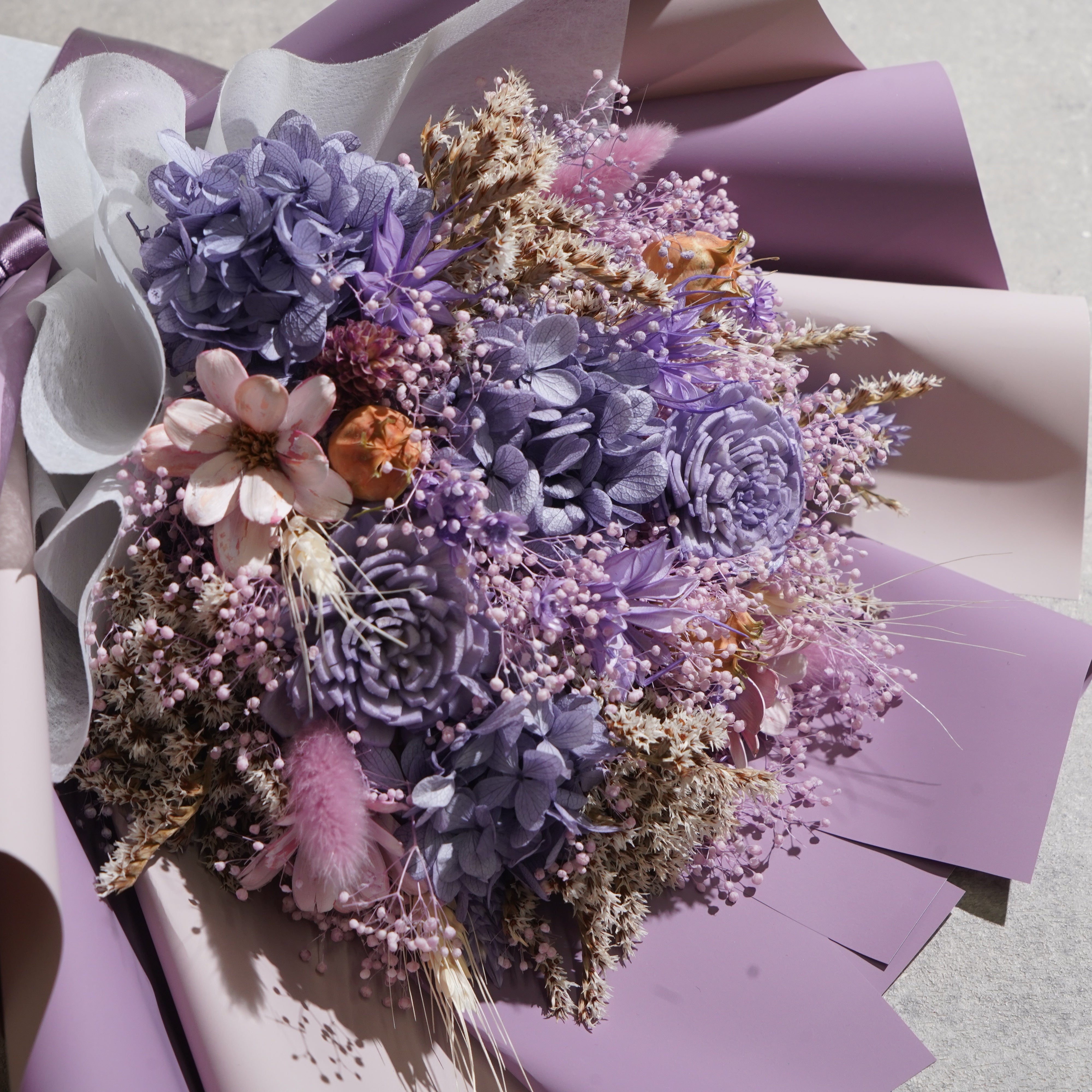 ドライフラワーの花束 Mサイズ ライトパープル M-818≪限定１点≫