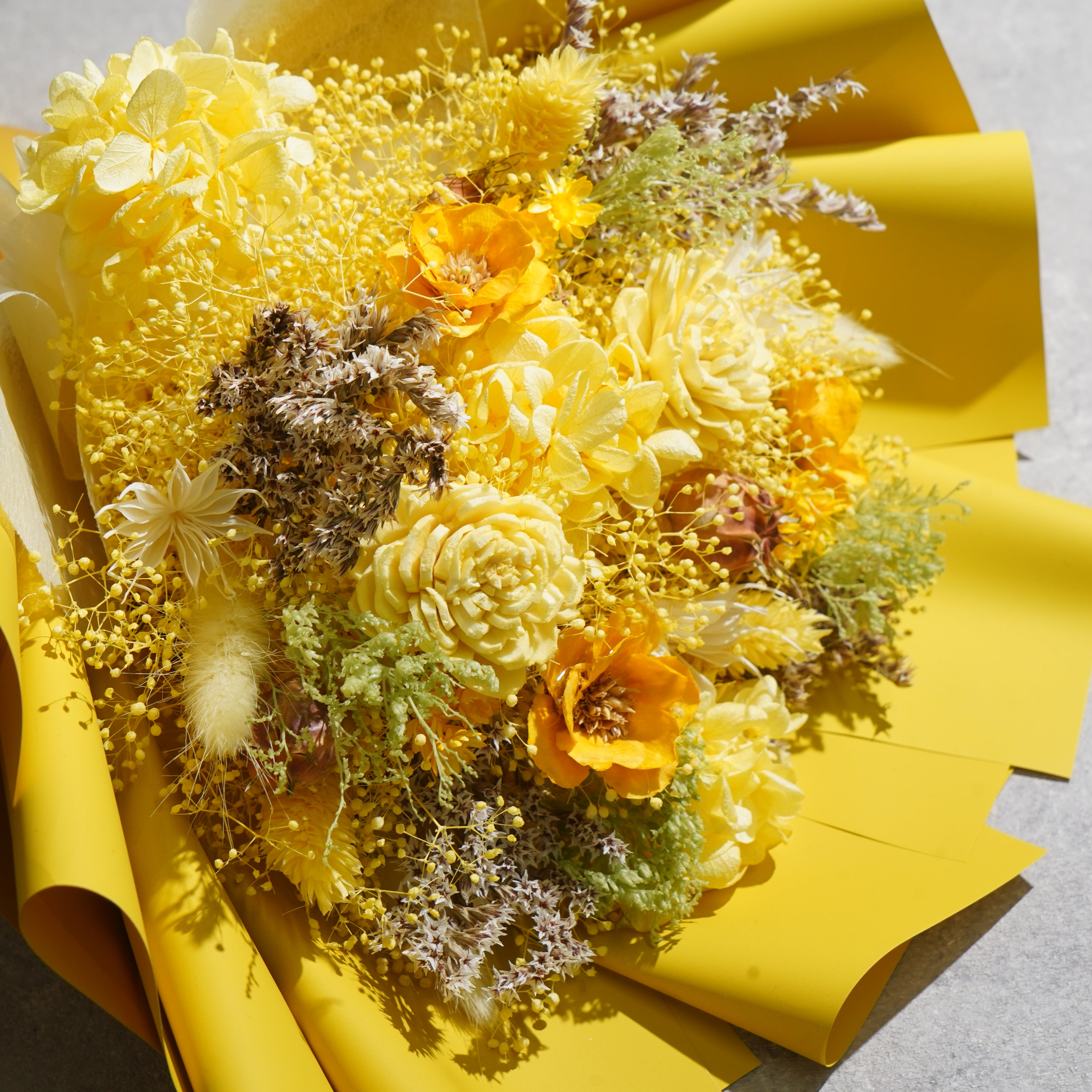 ドライフラワーの花束 Mサイズ イエロー M-821≪限定１点≫