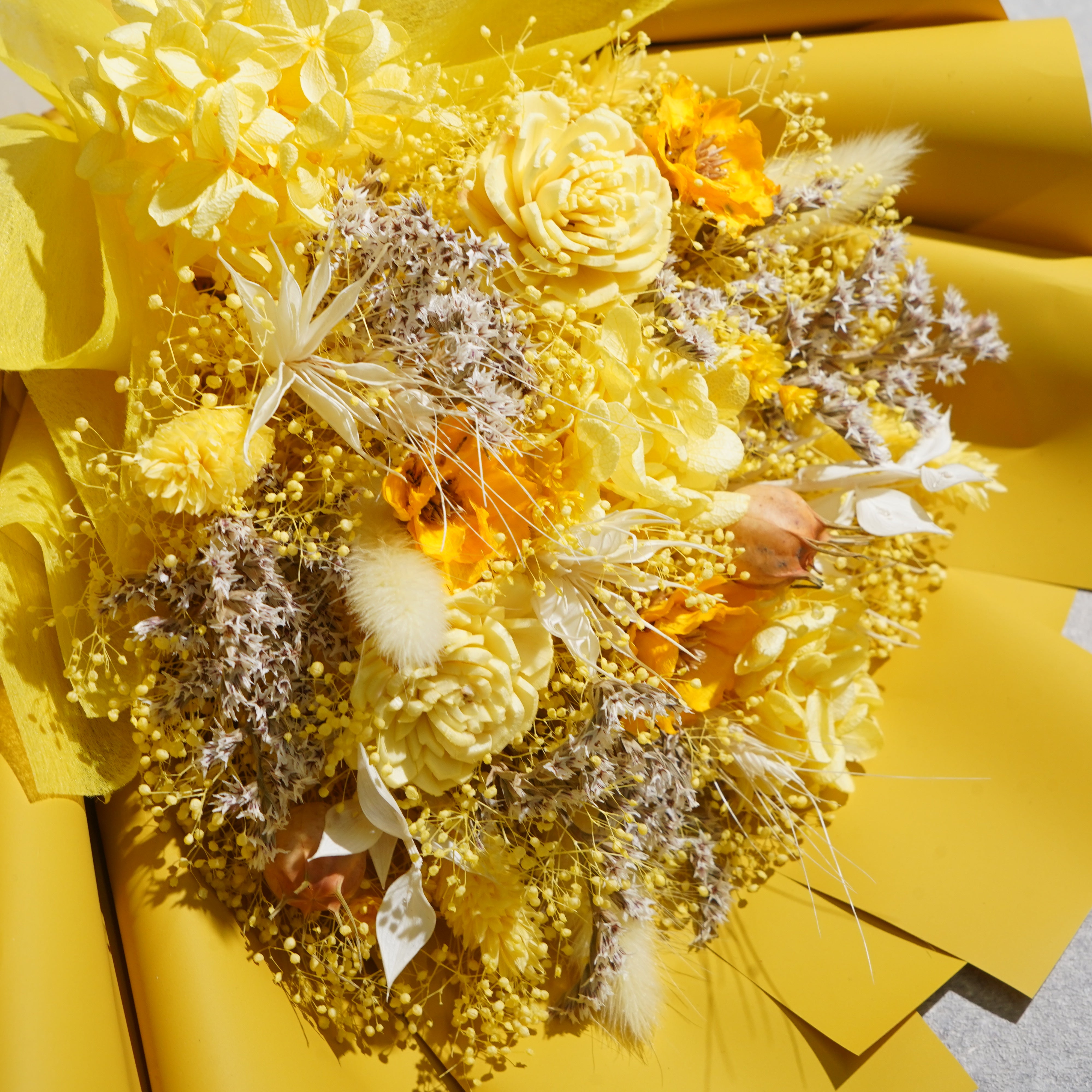 ドライフラワーの花束 Mサイズ イエロー M-823≪限定１点≫