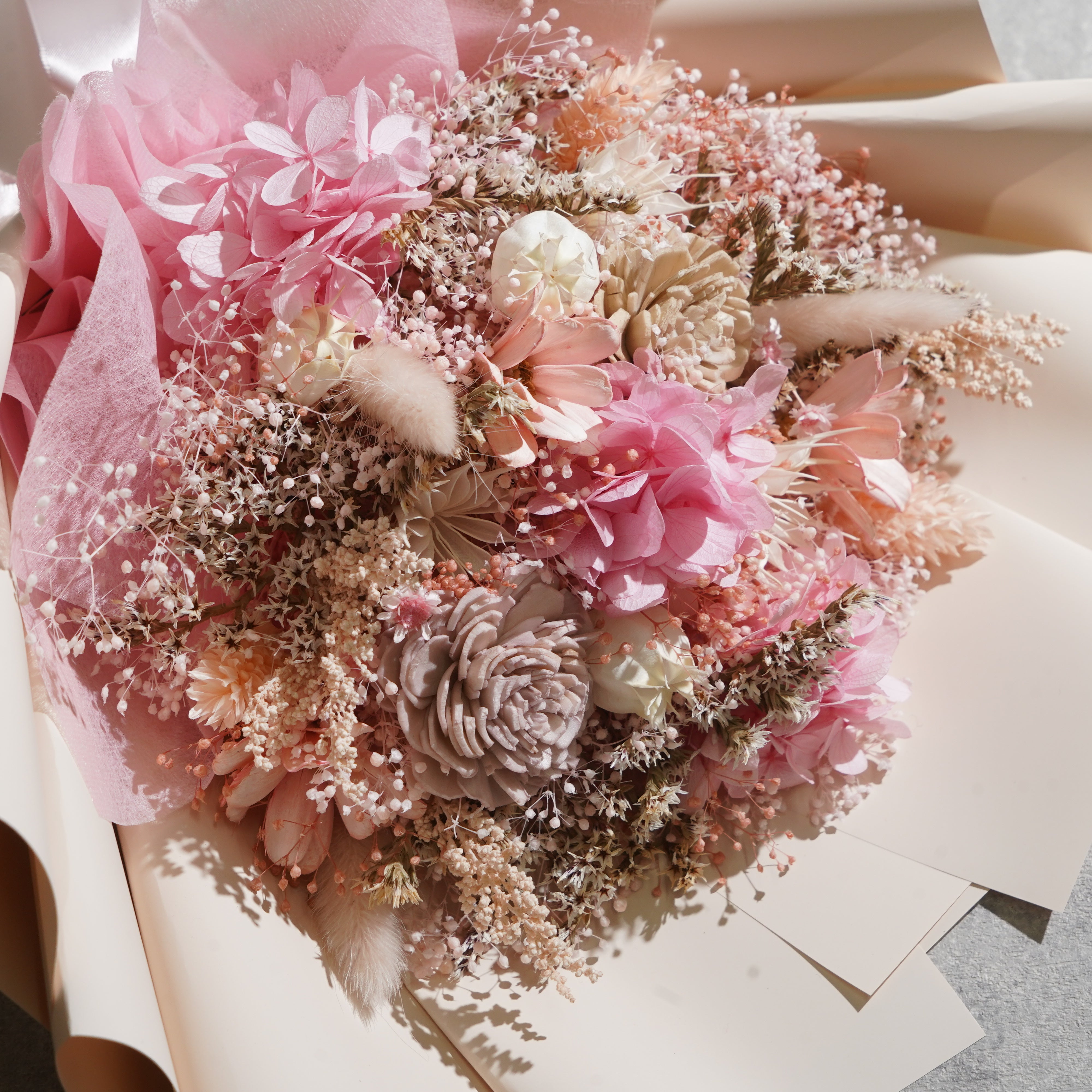 ドライフラワーの花束 Mサイズ ライトピンク M-826≪限定１点≫