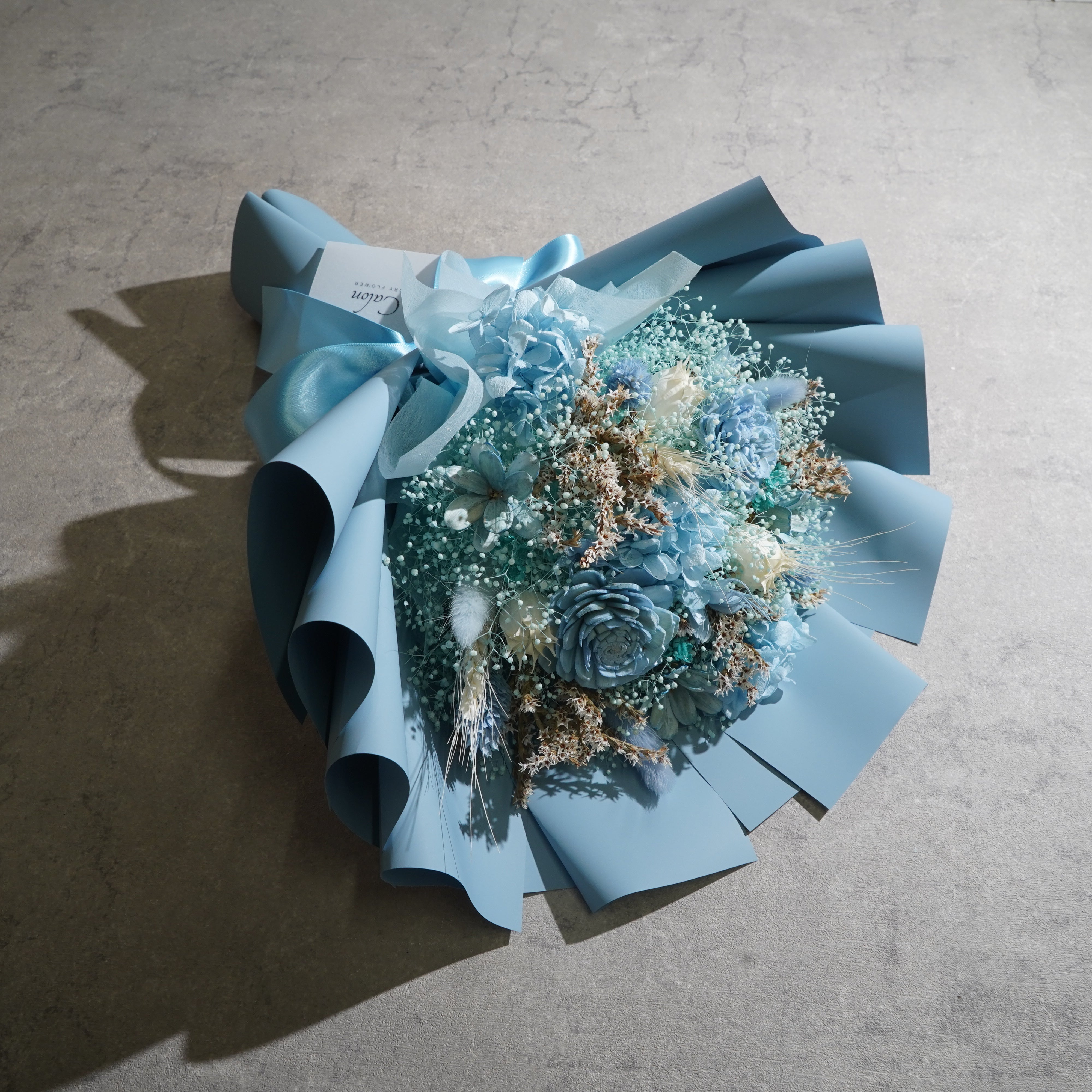 ドライフラワーの花束 Mサイズ ライトブルー M-829≪限定１点≫
