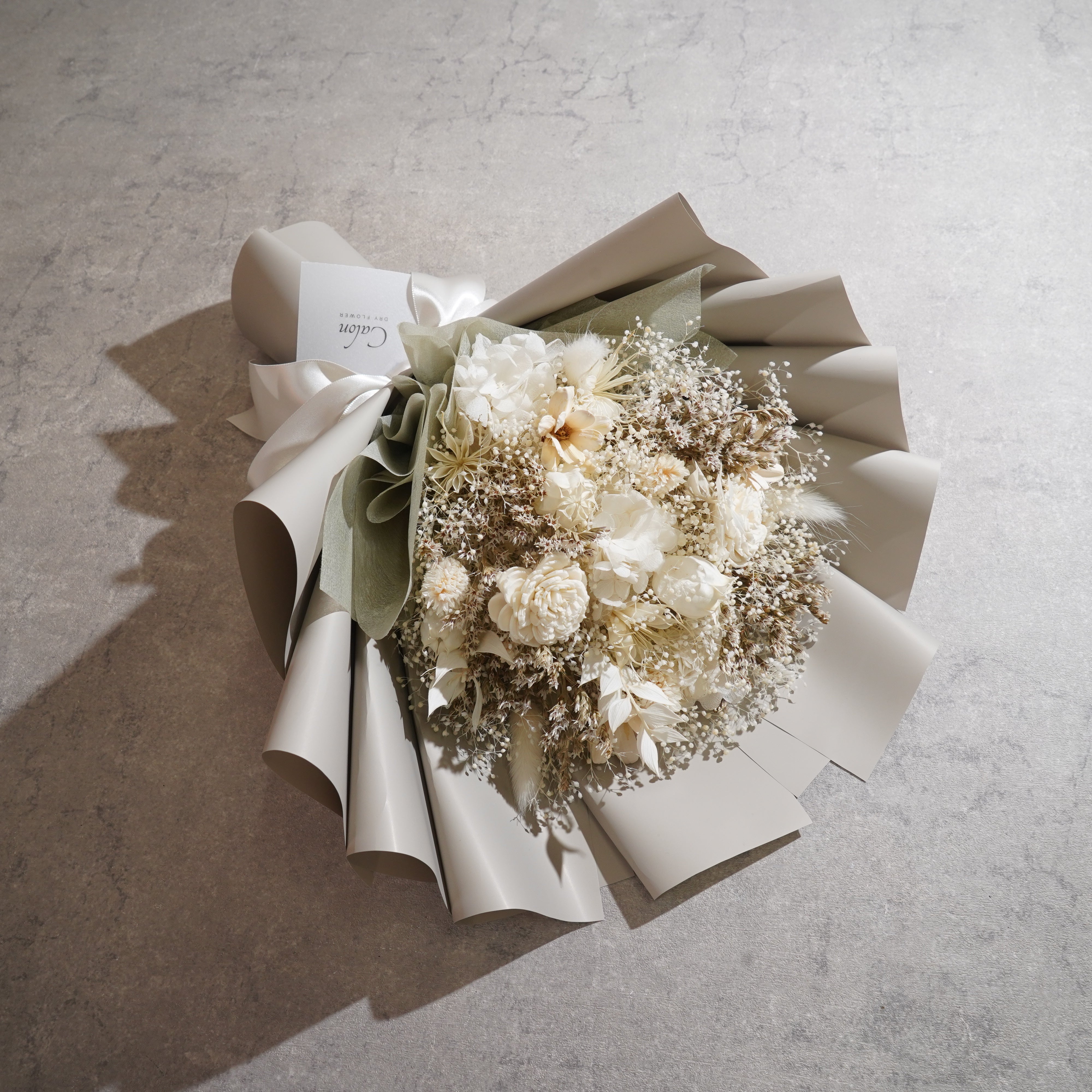 ドライフラワーの花束 Mサイズ ホワイト M-838≪限定１点≫