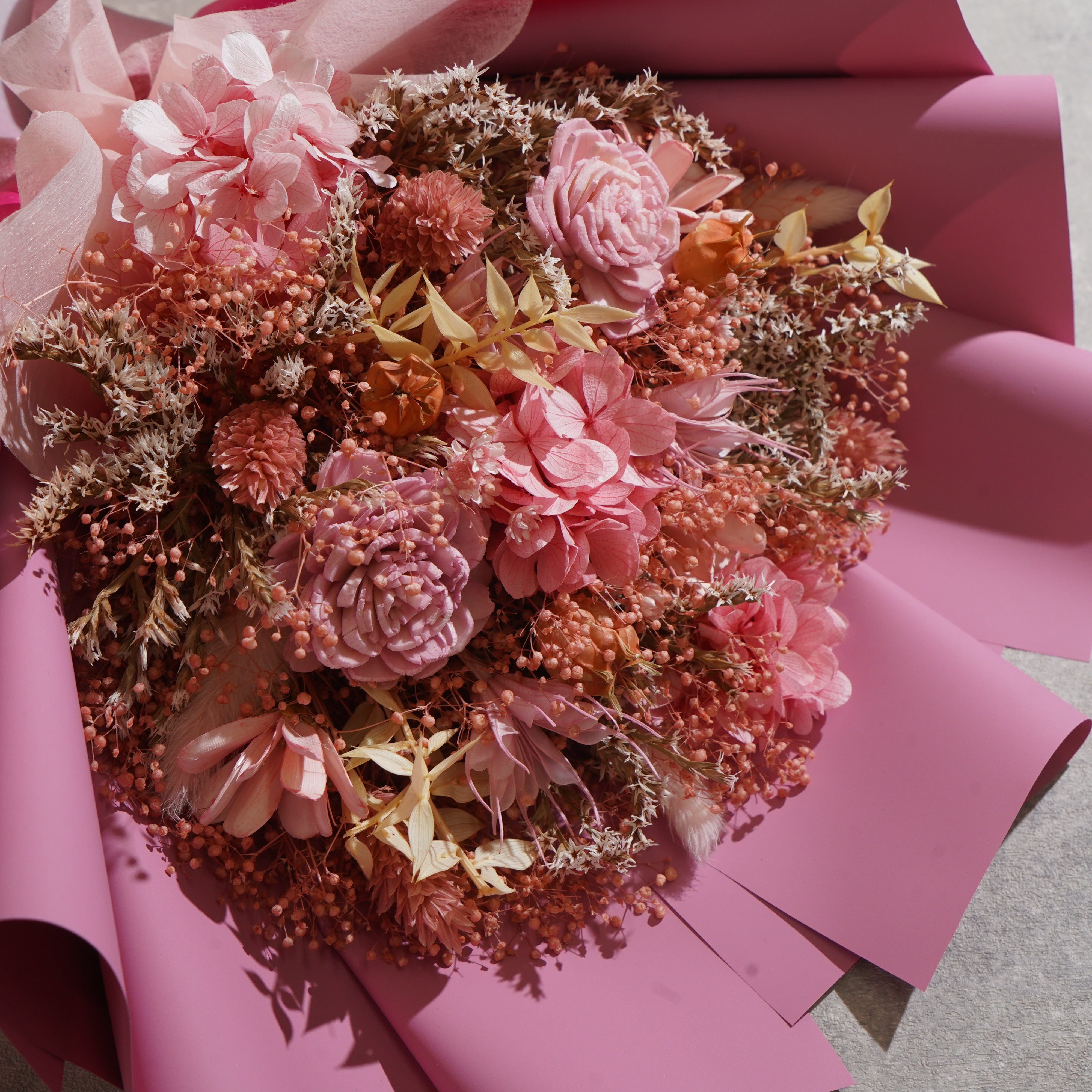 ドライフラワーの花束 Mサイズ ピンク M-841≪限定１点≫