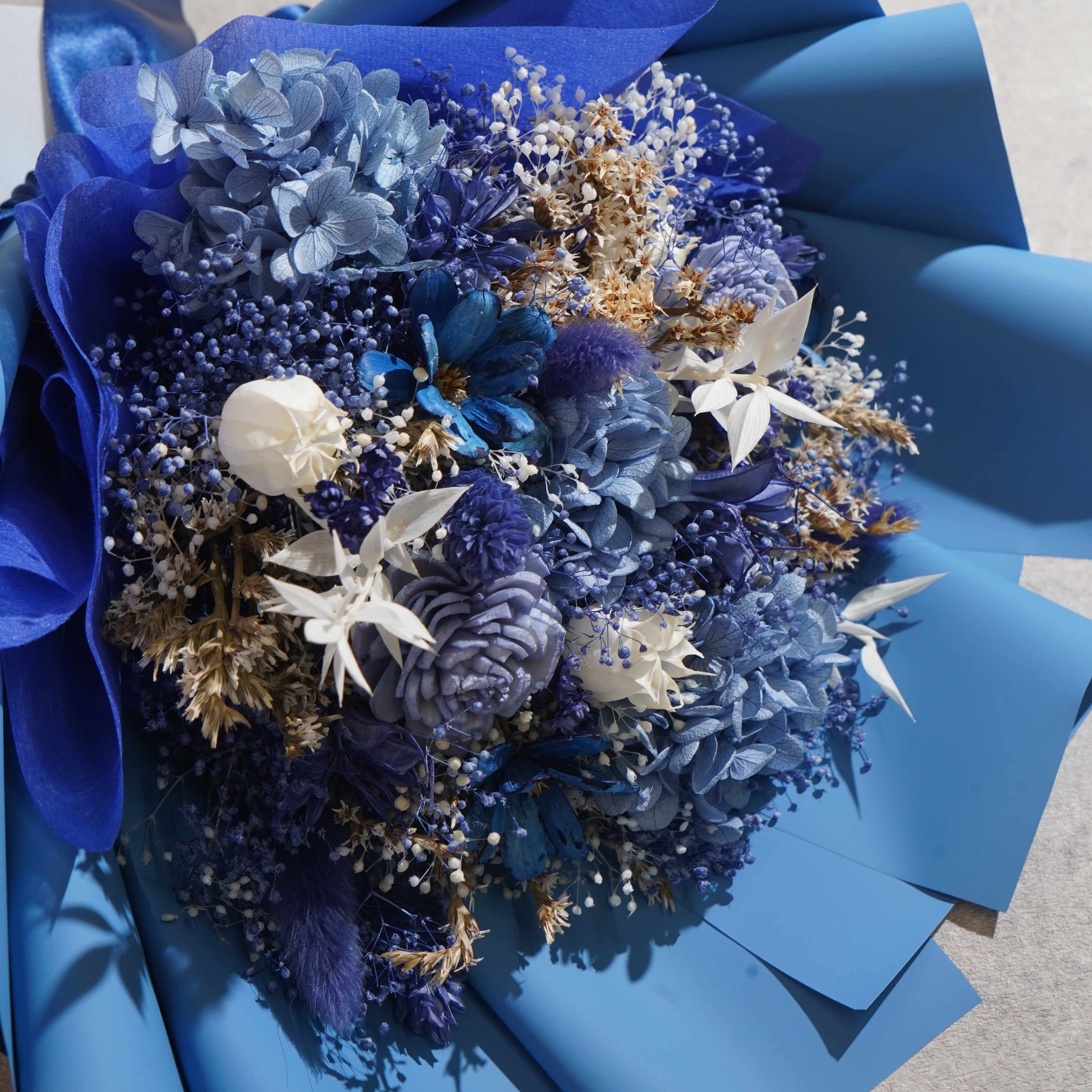 ドライフラワーの花束 Mサイズ ブルー M-844≪限定１点≫