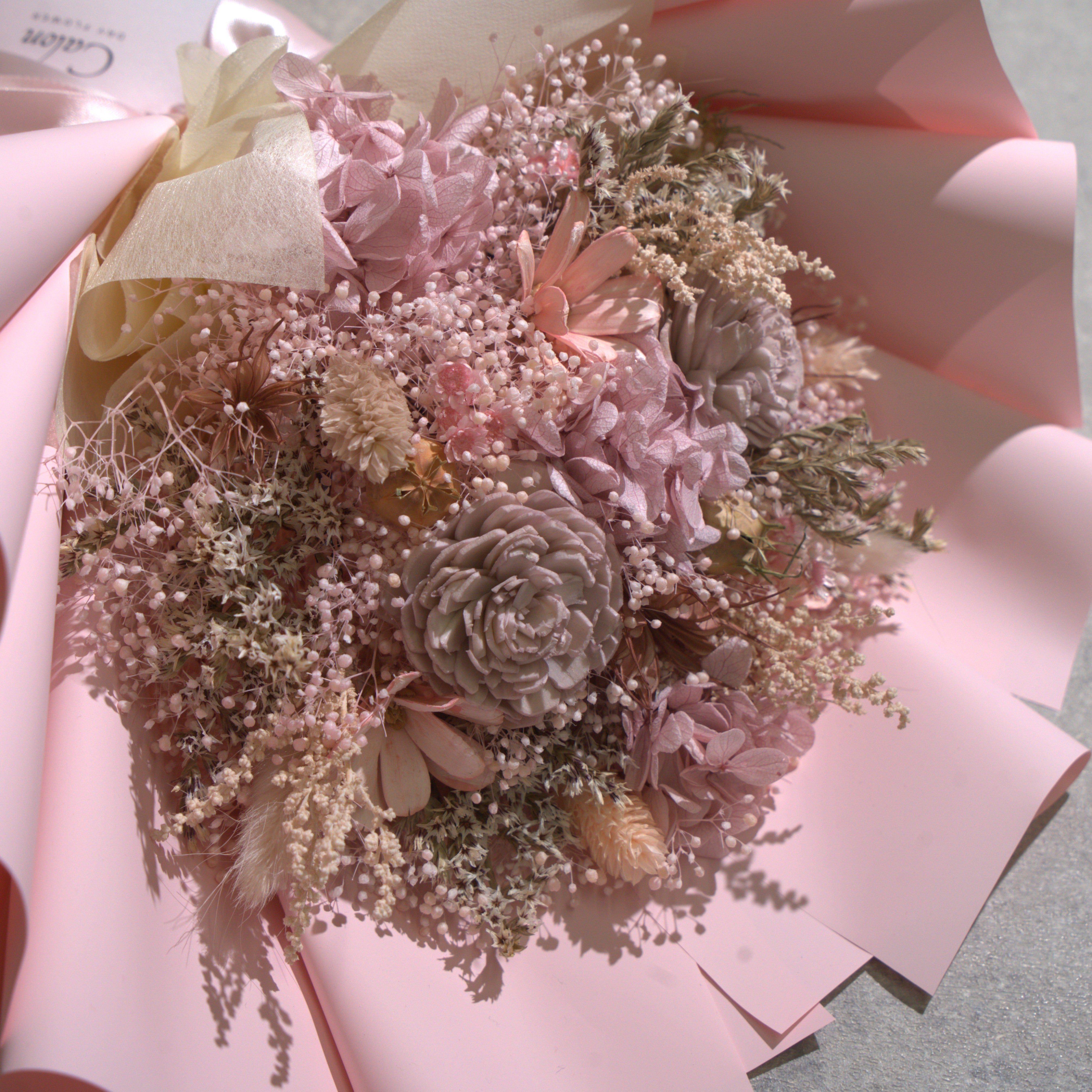 ドライフラワーの花束 Mサイズ ライトピンク M-845≪限定１点≫