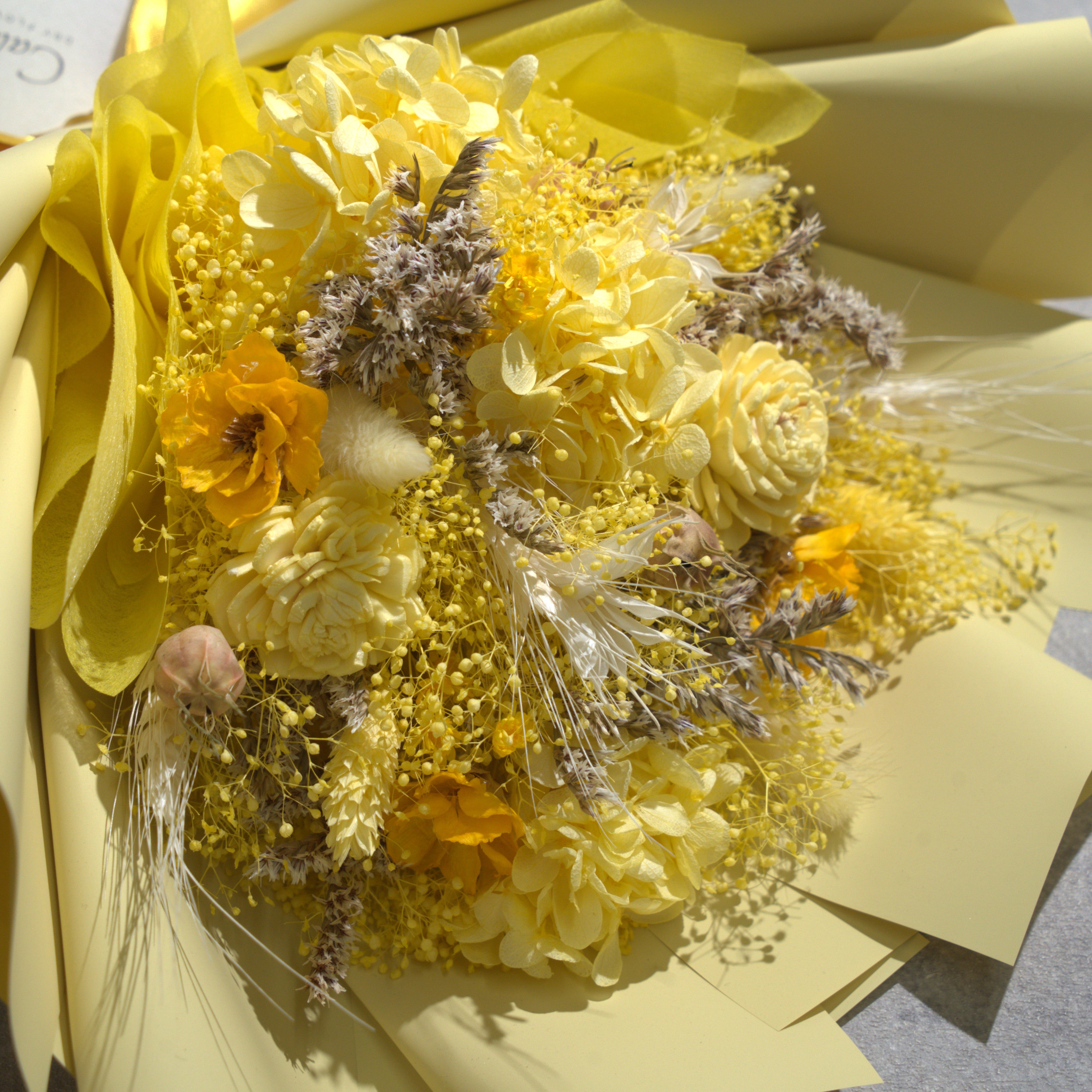 ドライフラワーの花束 Mサイズ イエロー M-846≪限定１点≫