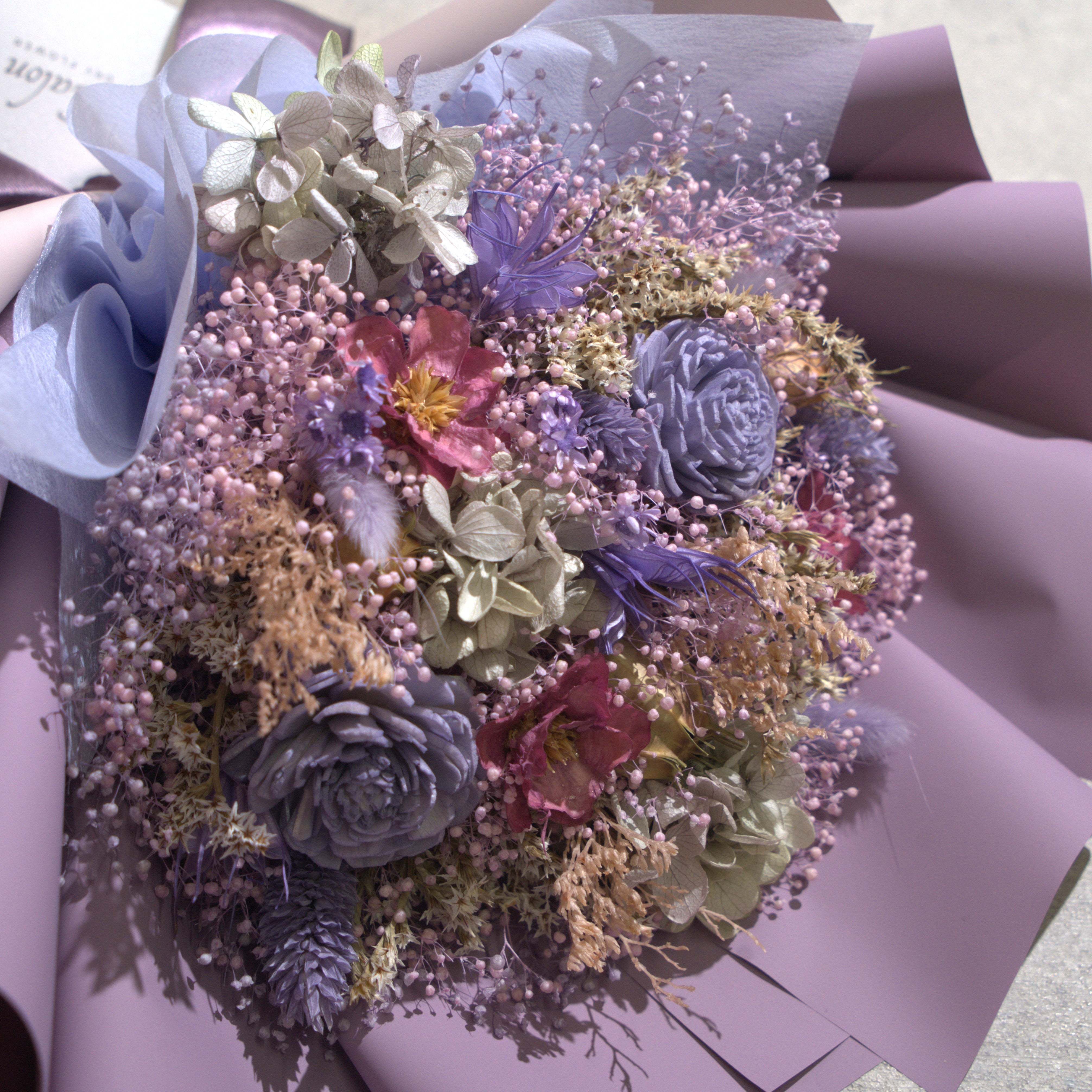 ドライフラワーの花束 Mサイズ ライトパープル M-847≪限定１点≫