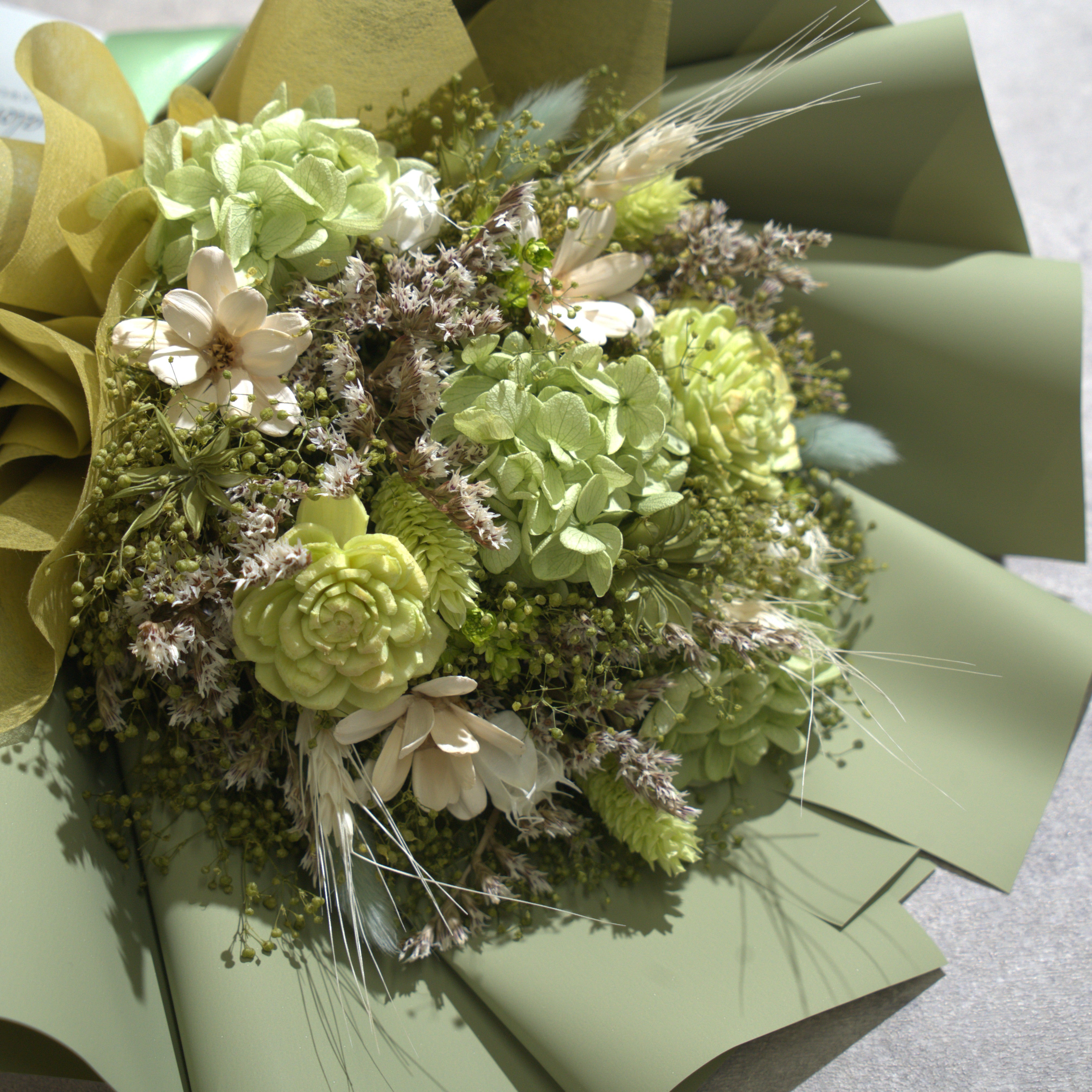 ドライフラワーの花束 Mサイズ ライトグリーン M-848≪限定１点≫