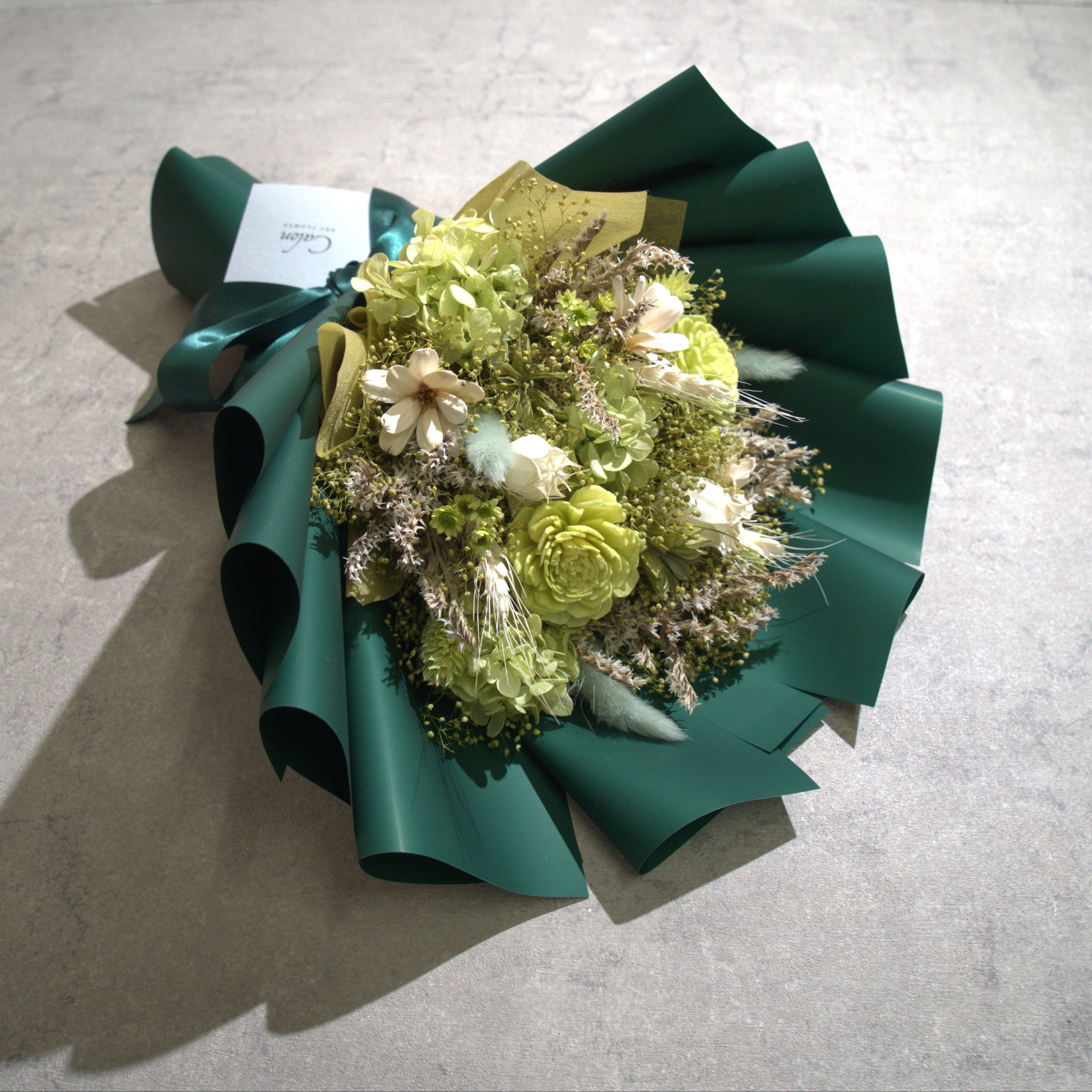 ドライフラワーの花束 Mサイズ グリーン M-849≪限定１点≫