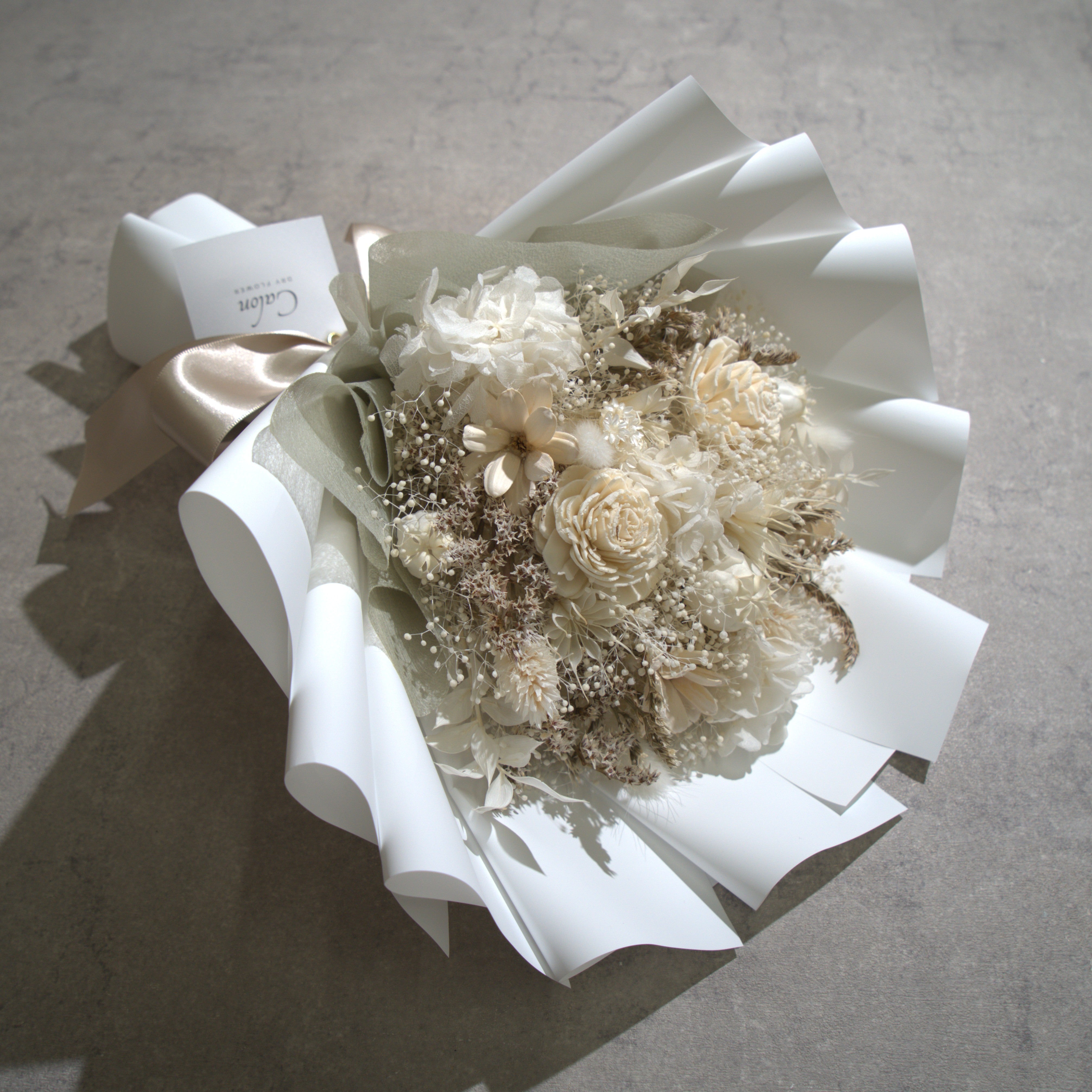 ドライフラワーの花束 Mサイズ ホワイト M-850≪限定１点≫
