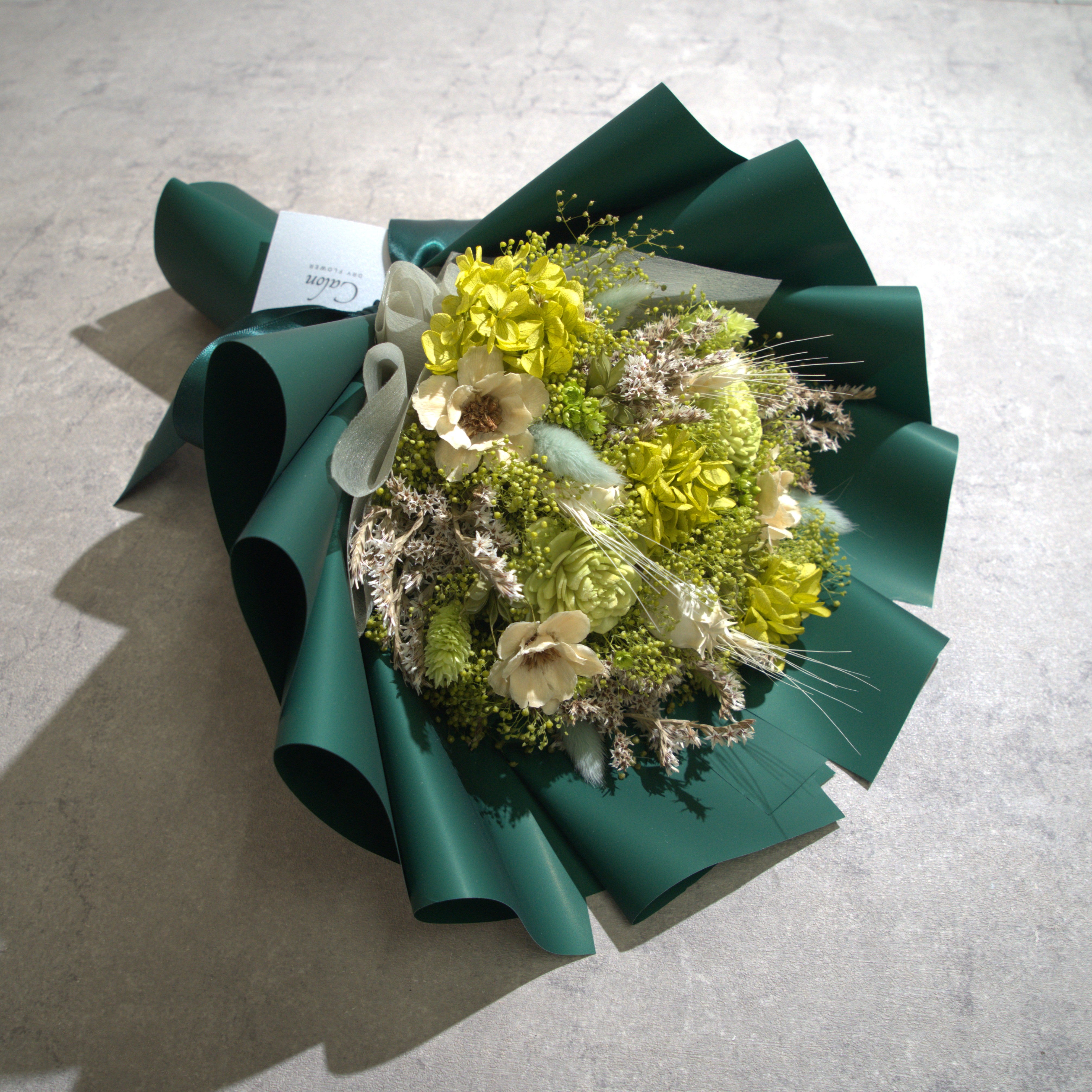 ドライフラワーの花束 Mサイズ グリーン M-854≪限定１点≫