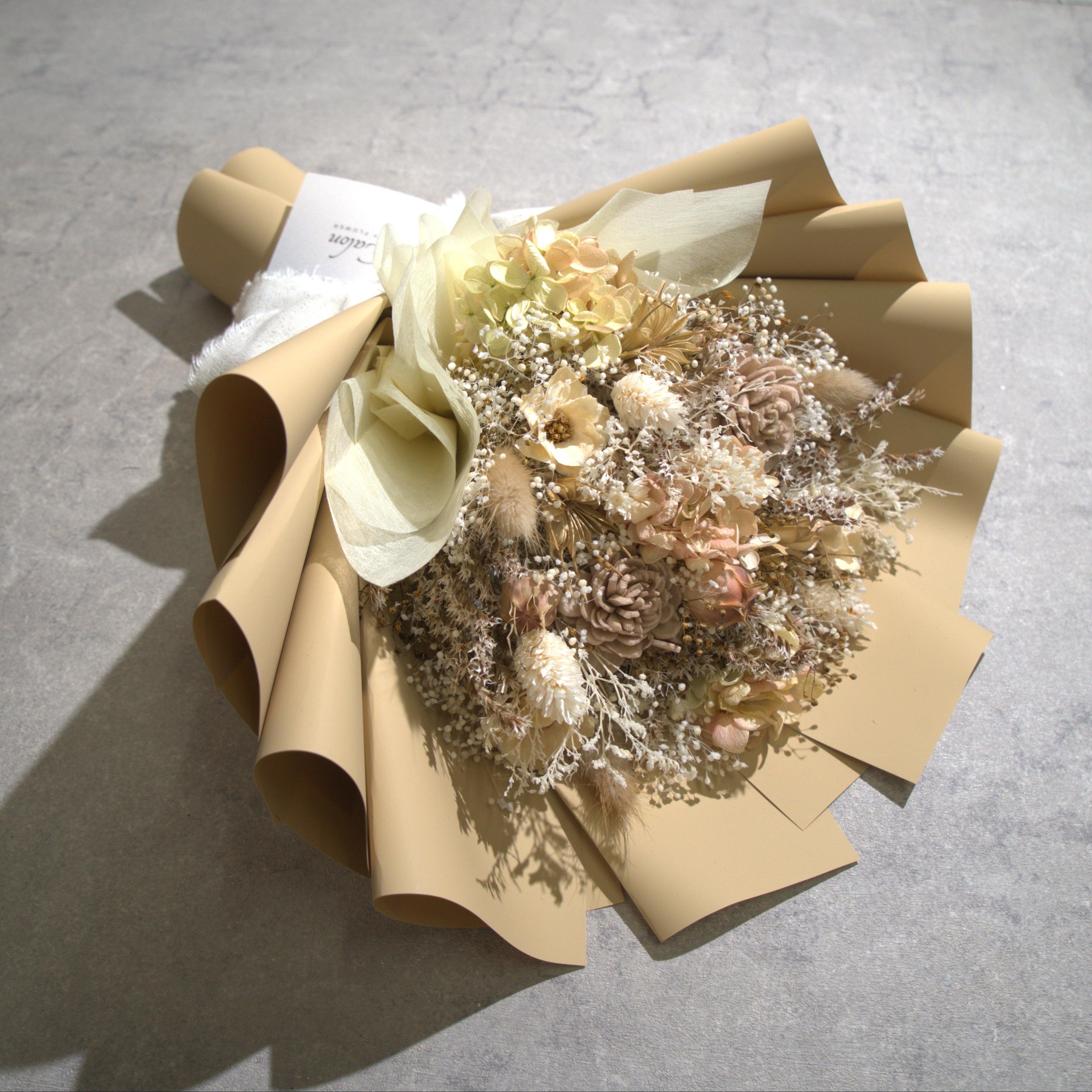 ドライフラワーの花束 Mサイズ ベージュ M-855≪限定１点≫