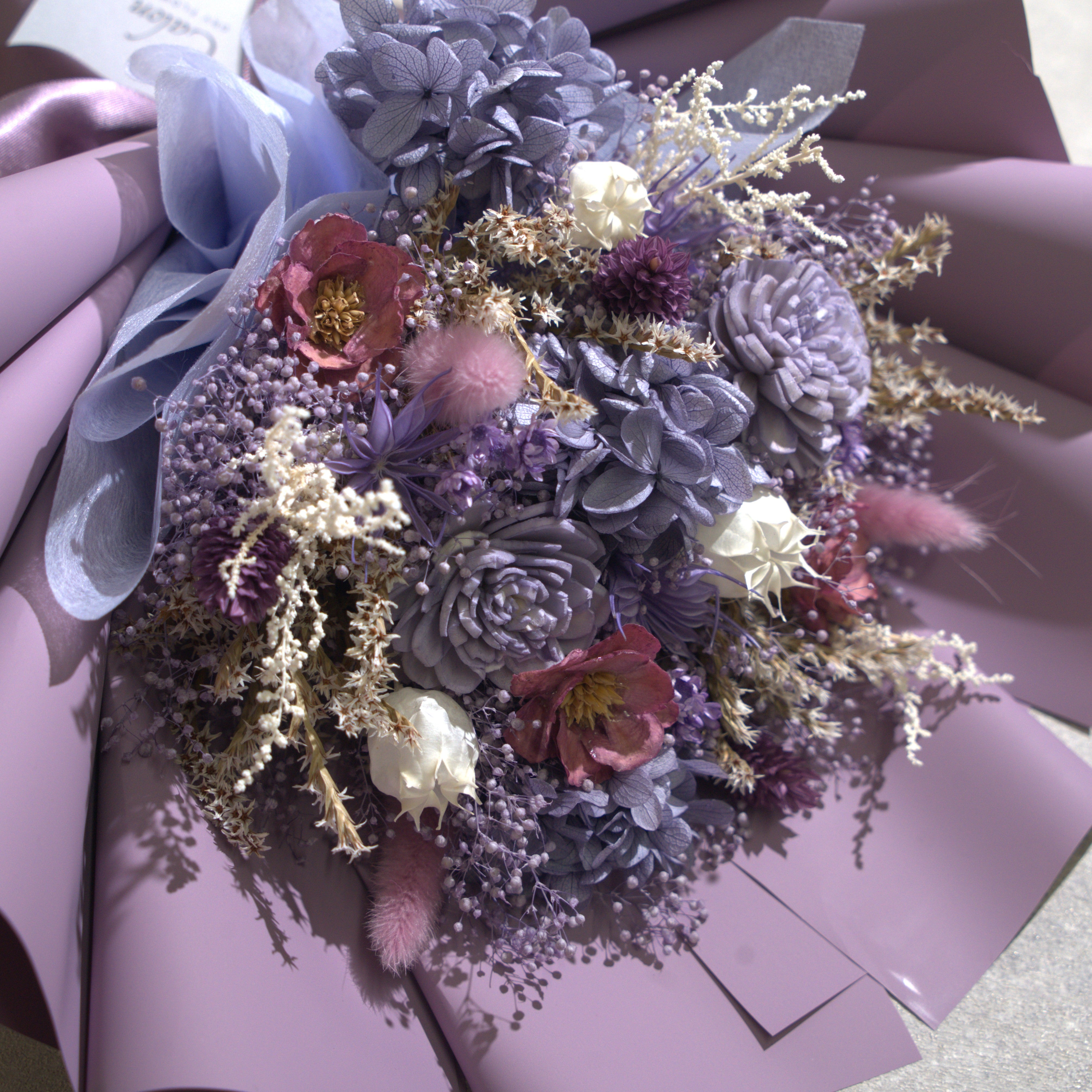 ドライフラワーの花束 Mサイズ ライトパープル M-856≪限定１点≫