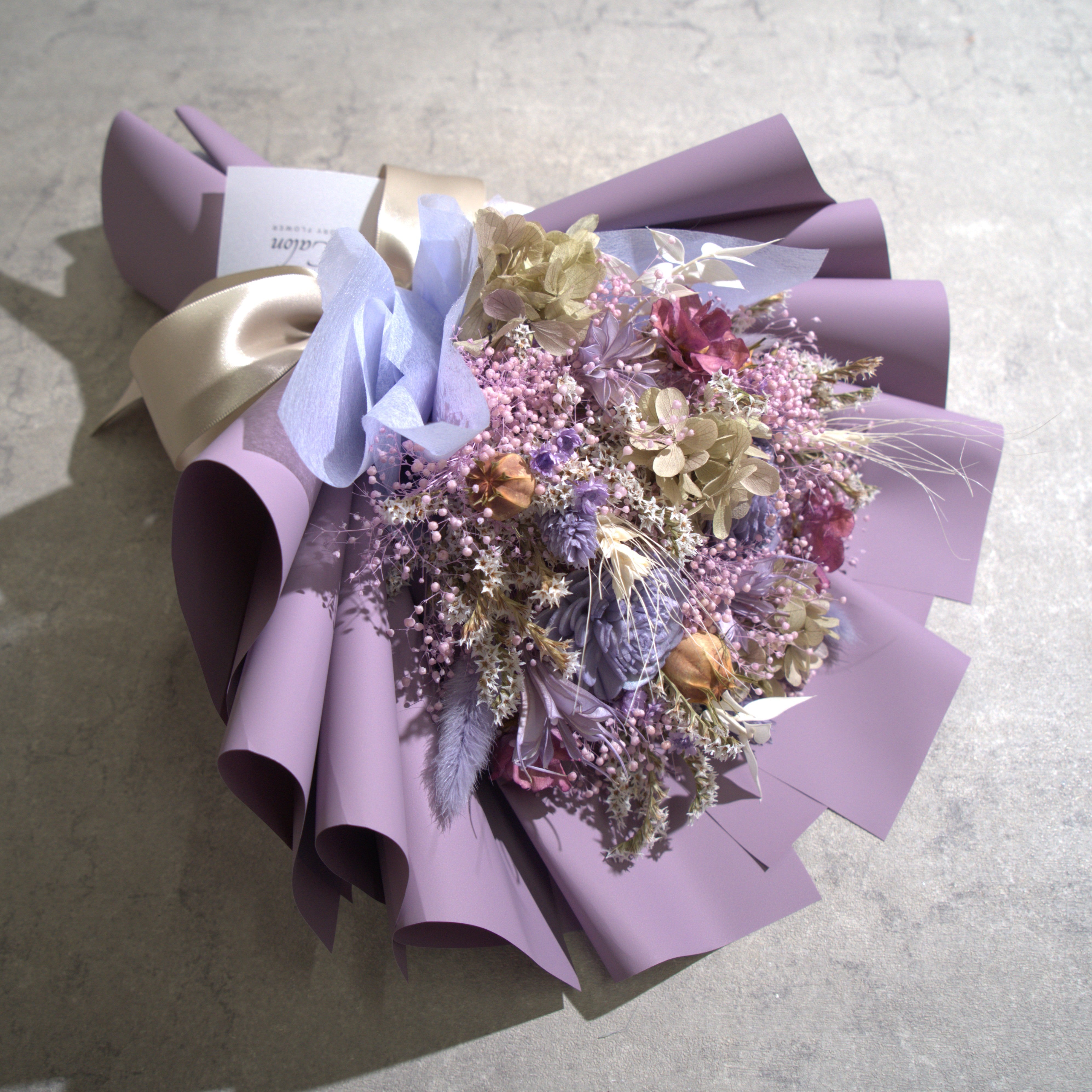 ドライフラワーの花束 Mサイズ ライトパープル M-862≪限定1点≫