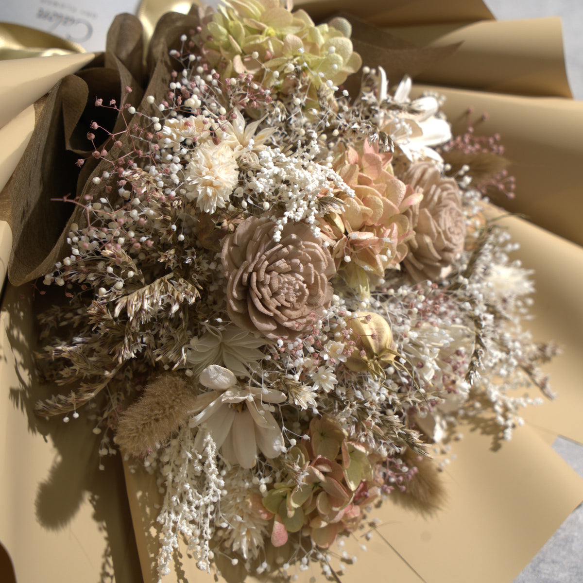 ドライフラワーの花束 Mサイズ ベージュ M-865≪限定１点≫