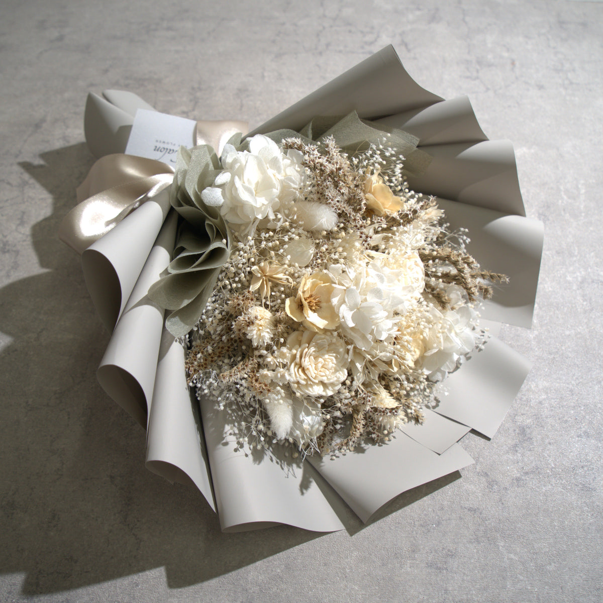 ドライフラワーの花束 Mサイズ ホワイト M-867≪限定１点≫
