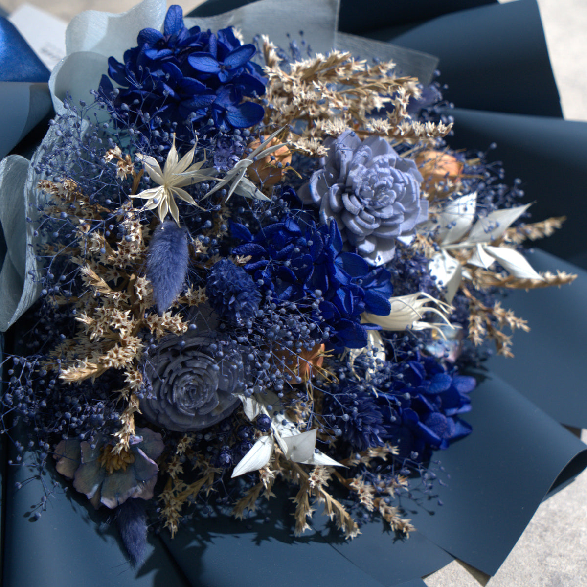 ドライフラワーの花束 Mサイズ ブルー M-869≪限定１点≫