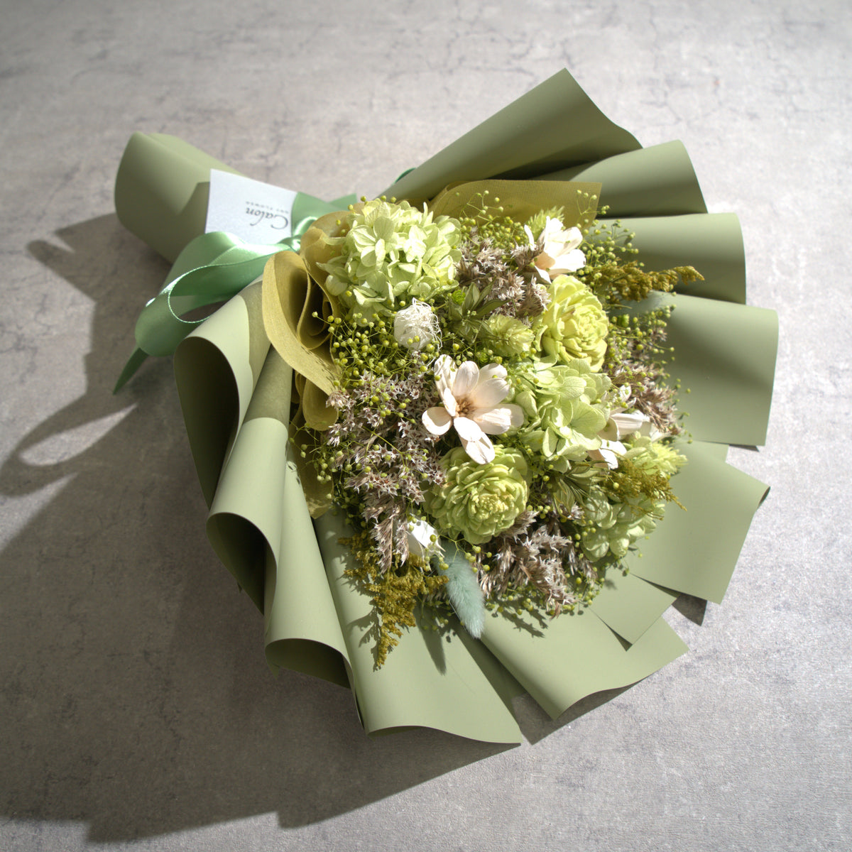 ドライフラワーの花束 Mサイズ ライトグリーン M-870≪限定１点≫