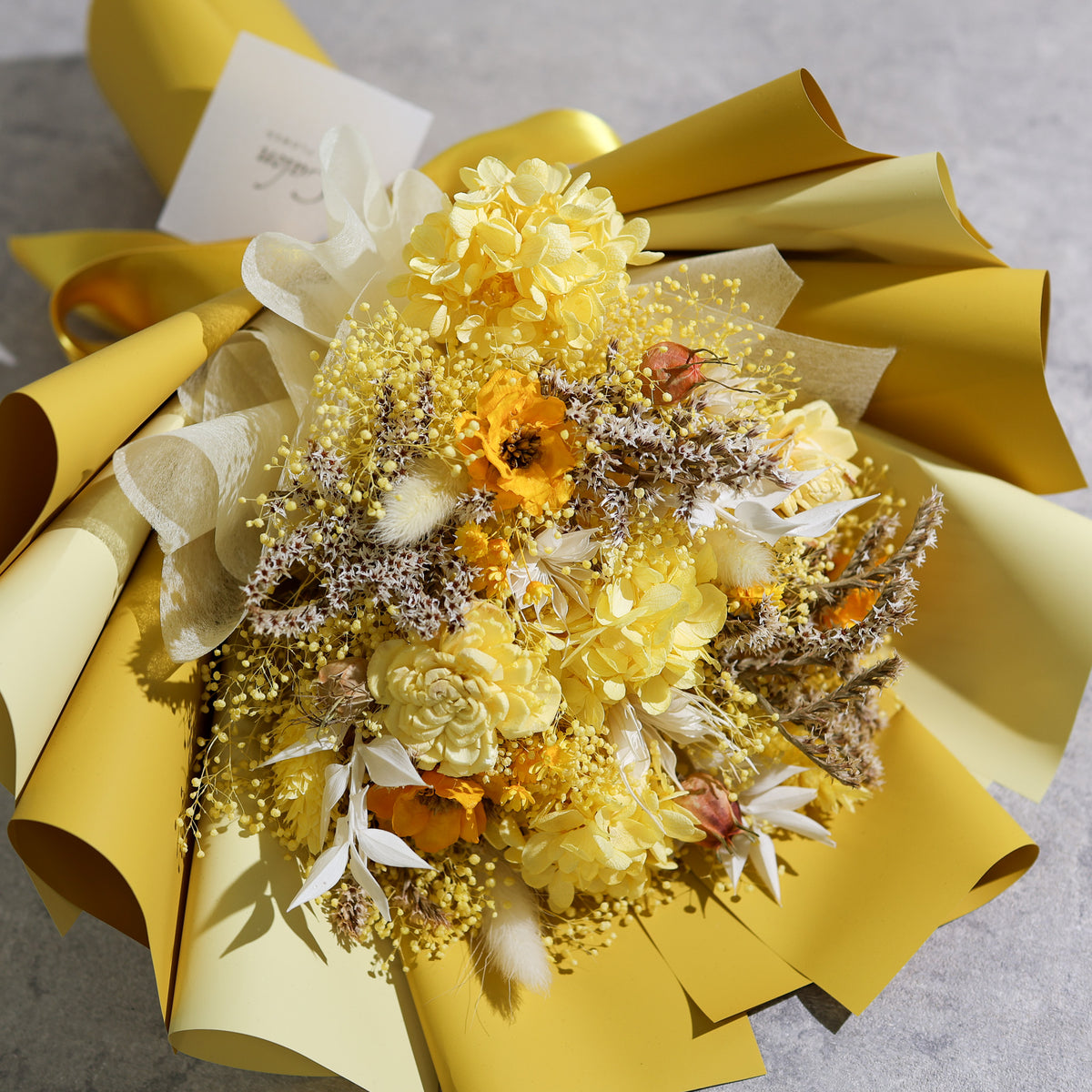ドライフラワーの花束 Mサイズ イエロー M-872≪限定１点≫