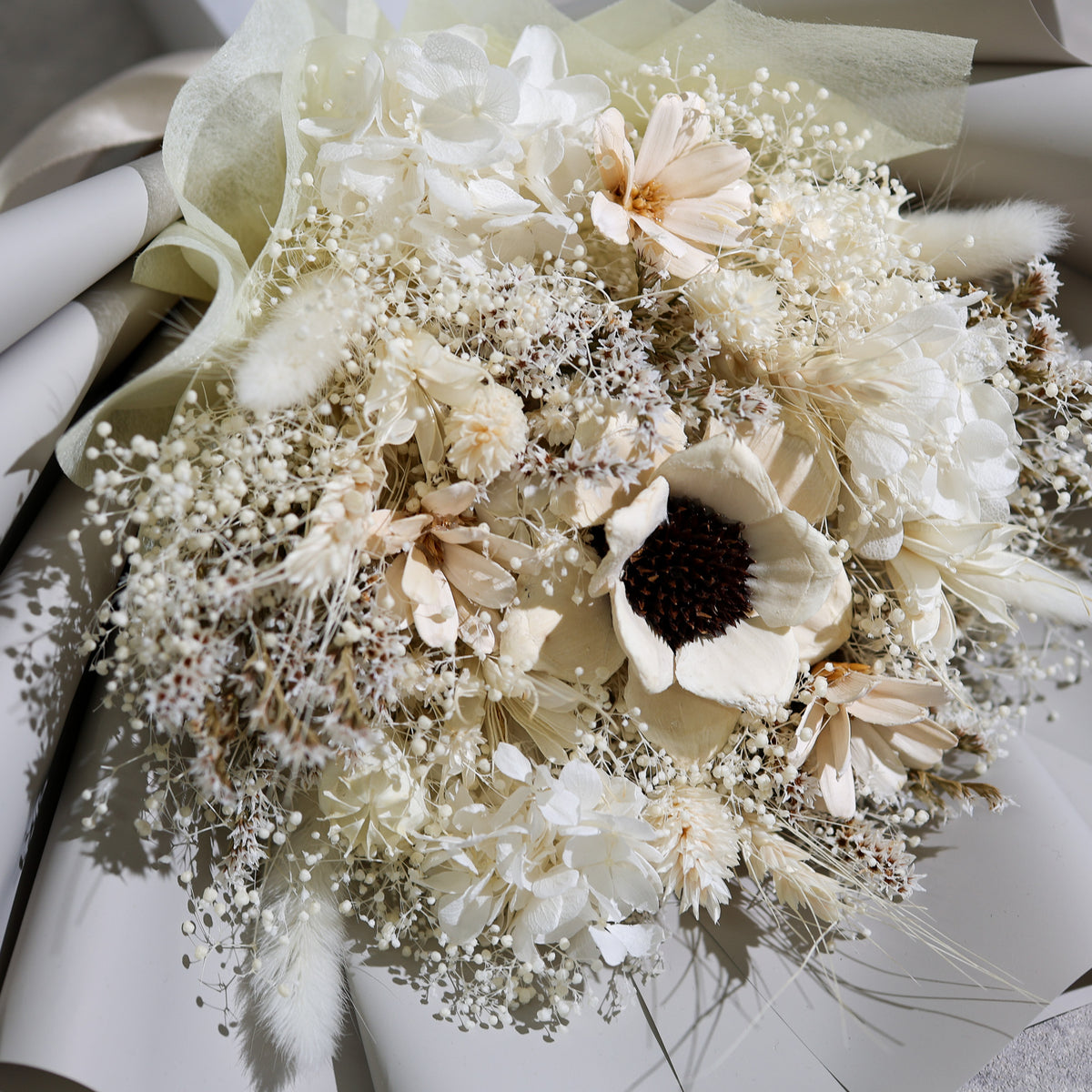ドライフラワーの花束 Mサイズ ホワイト M-873≪限定１点≫