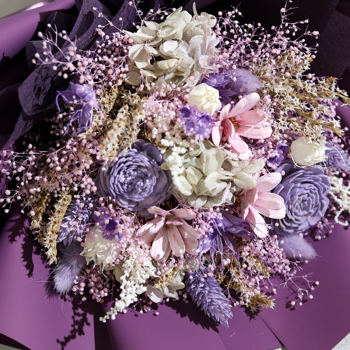 ドライフラワーの花束 Mサイズ パープル M-874≪限定１点≫