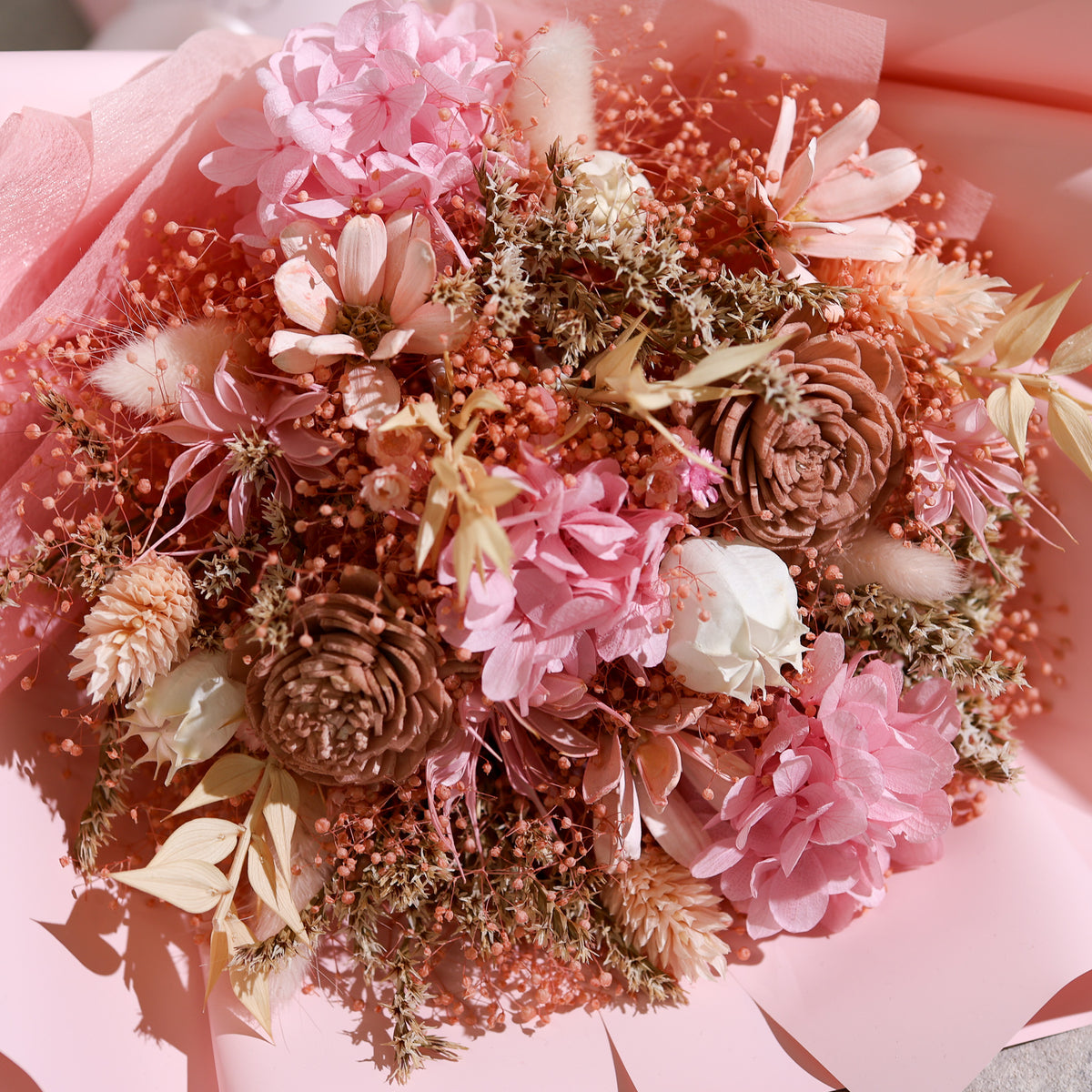 ドライフラワーの花束 Mサイズ ライトピンク M-875≪限定１点≫