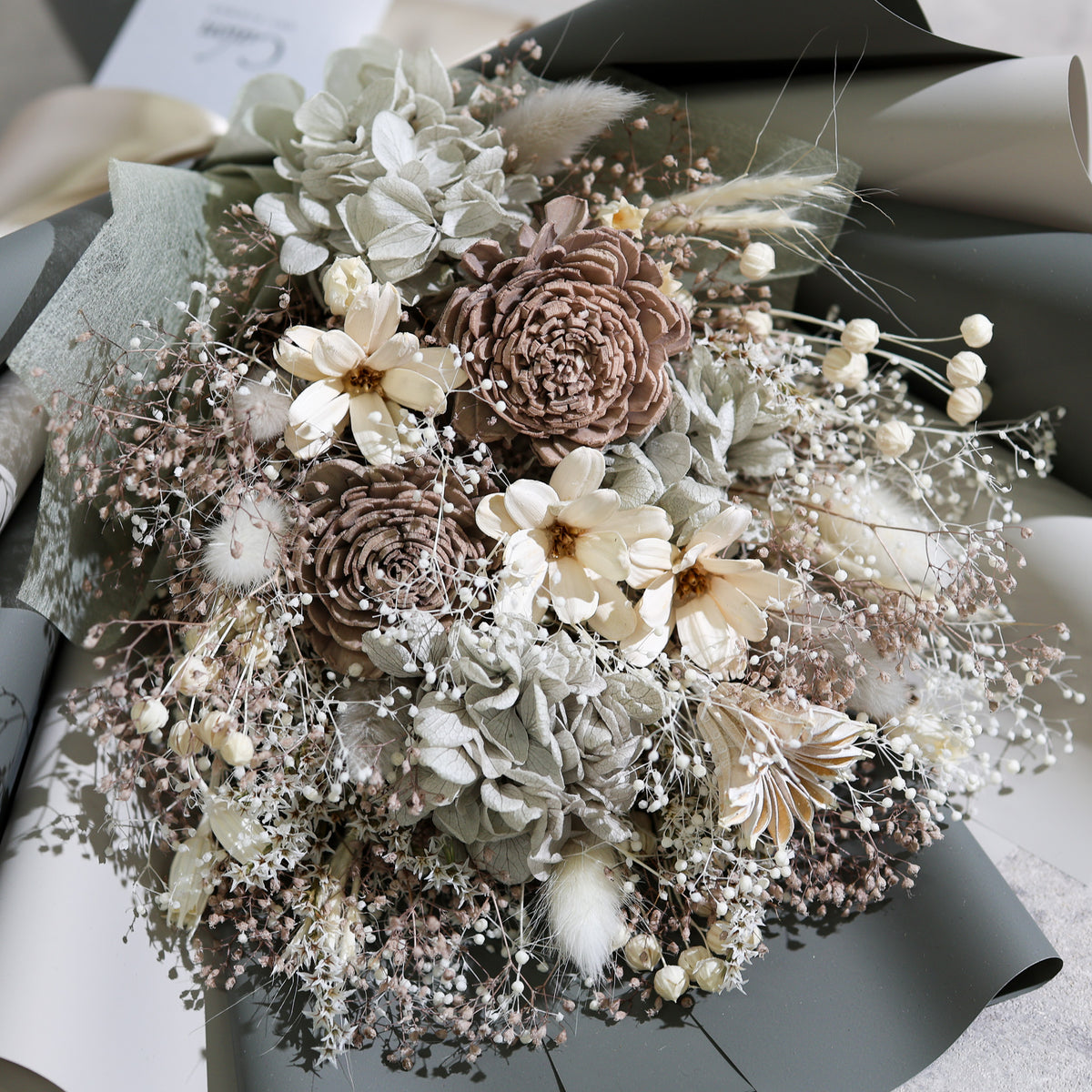 ドライフラワーの花束 Mサイズ グレー M-880≪限定１点≫