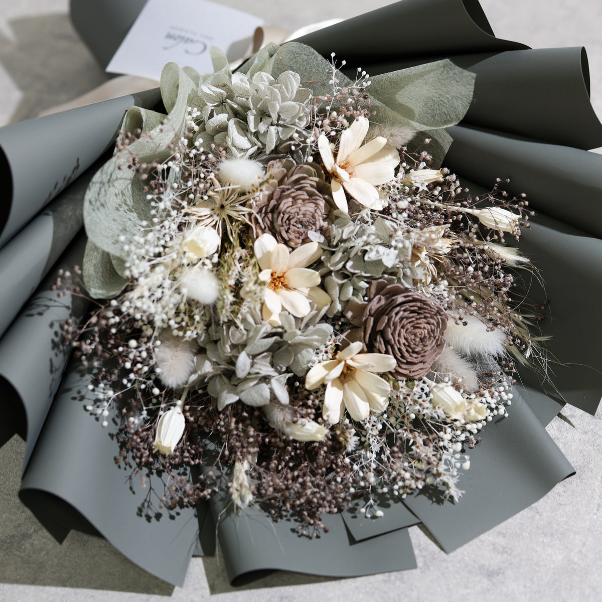 ドライフラワーの花束 Mサイズ グレー M-882≪限定１点≫