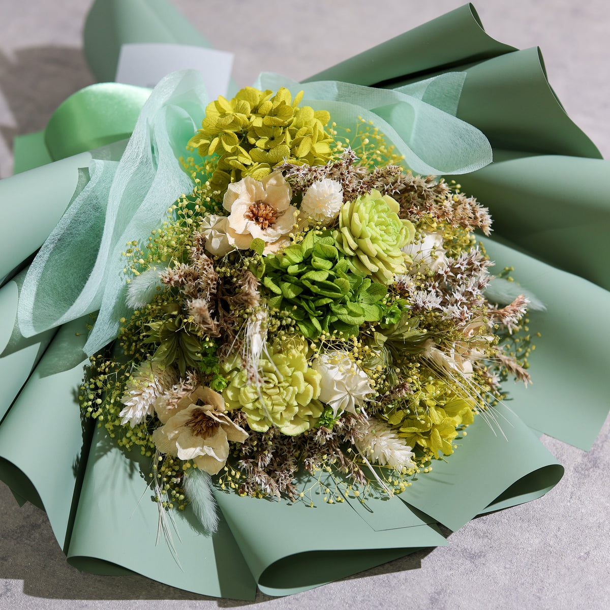 ドライフラワーの花束 Mサイズ ライトグリーン M-884≪限定１点≫
