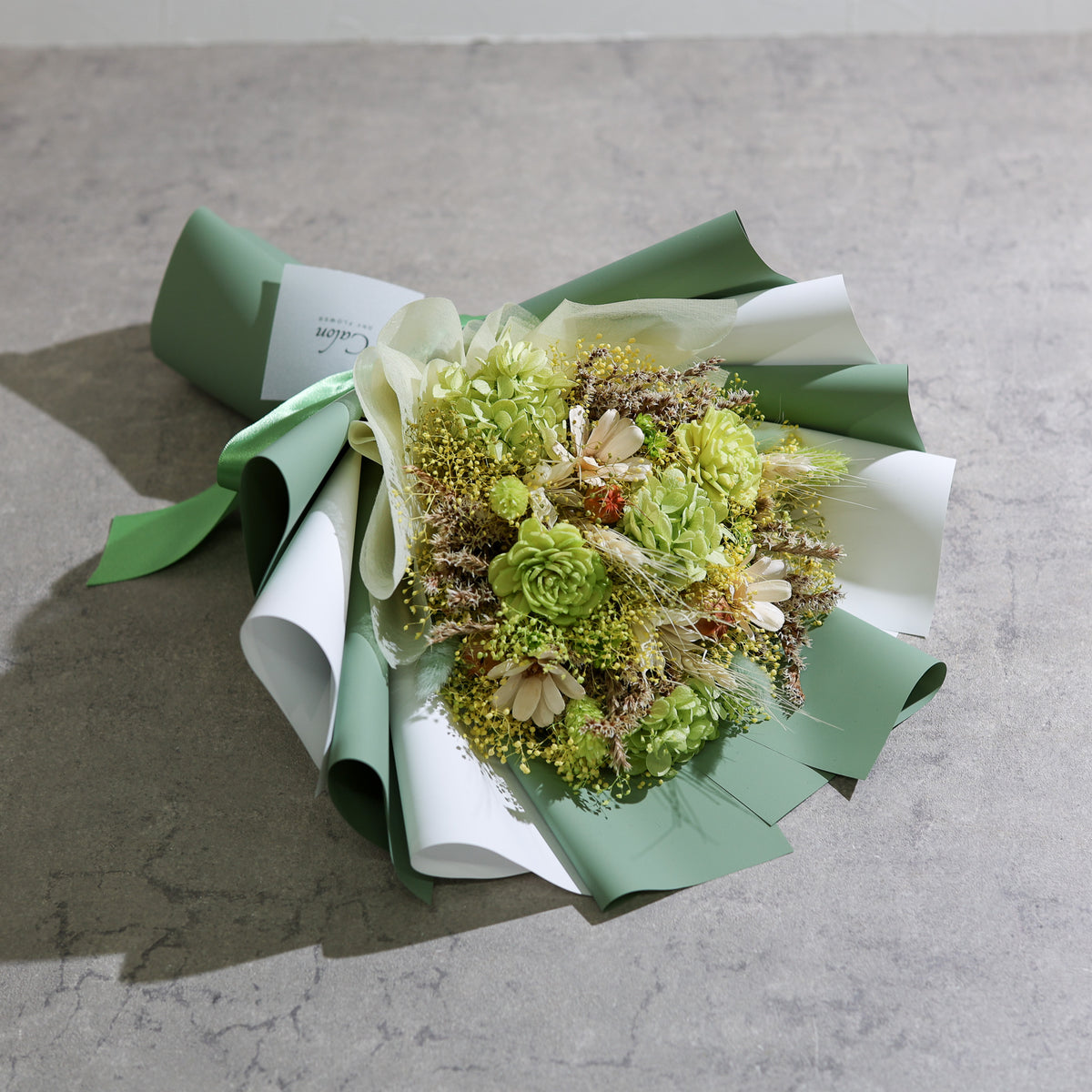 ドライフラワーの花束 Mサイズ ライトグリーン M-891≪限定１点≫