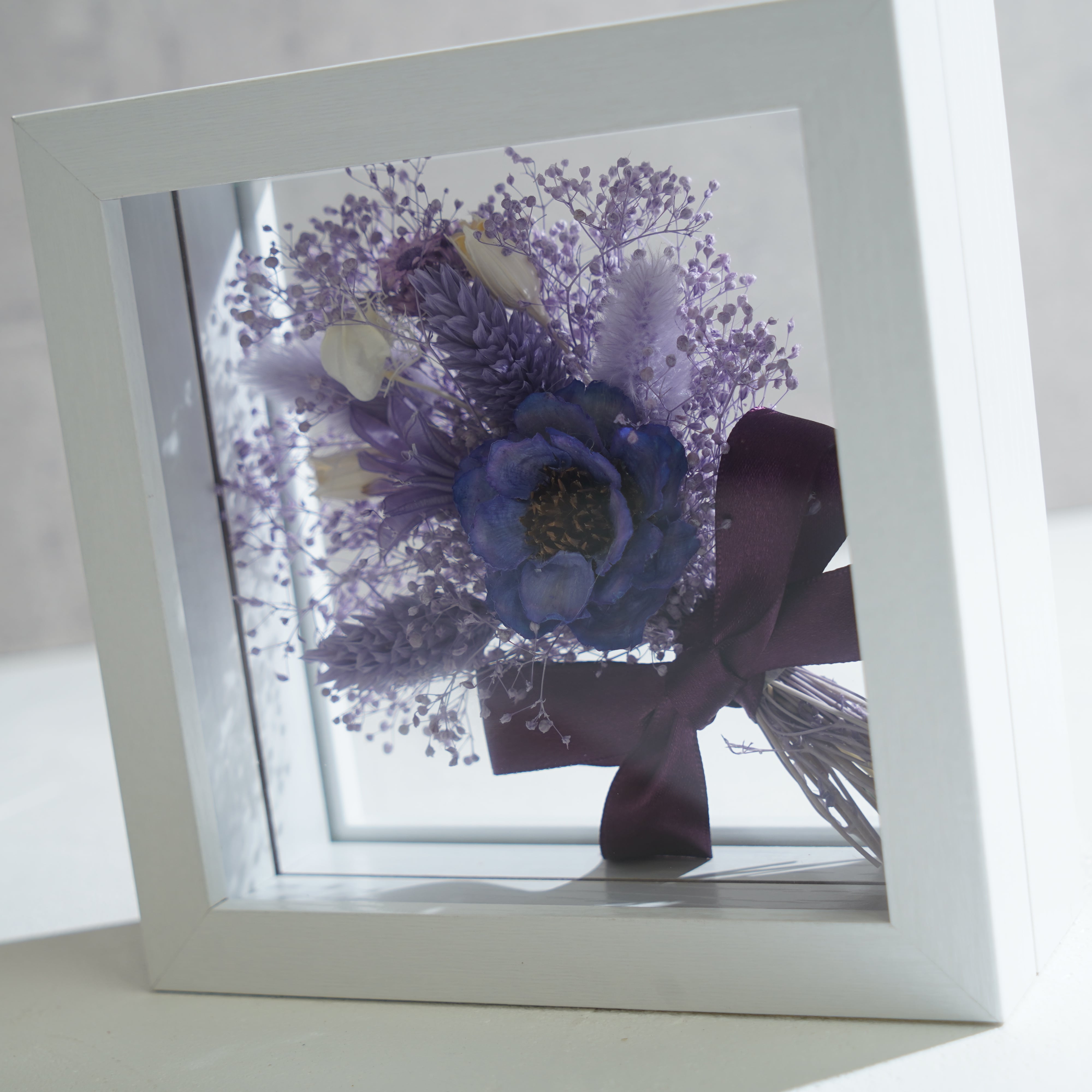 【パープル】フレームフラワー Mサイズ 花束タイプ FM-26≪限定１点≫