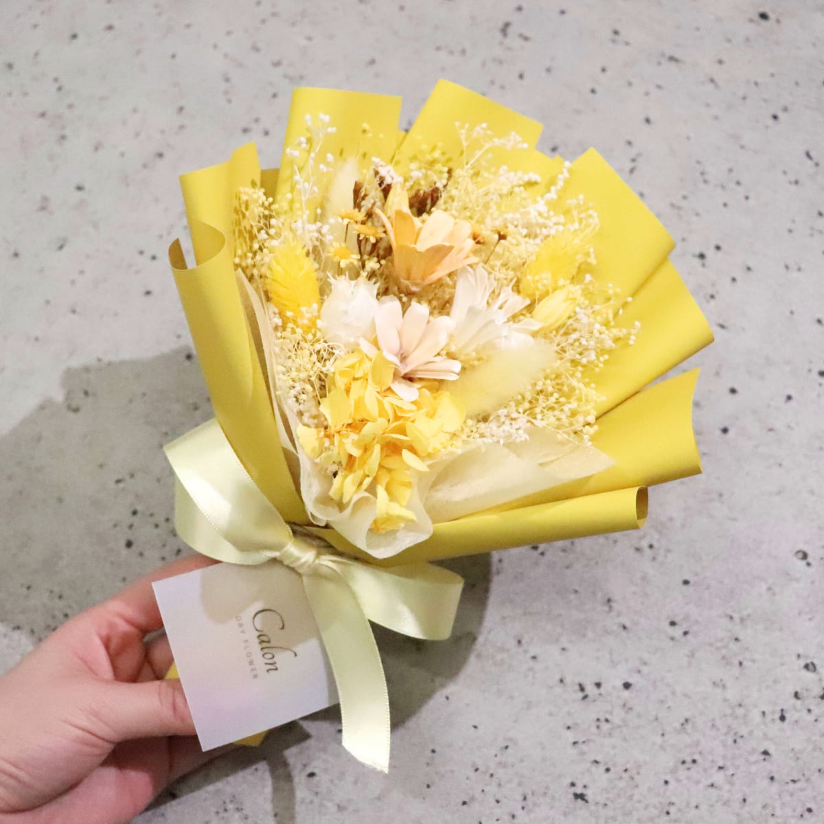 【おまかせイエロー系】ドライフラワーの花束Sサイズ